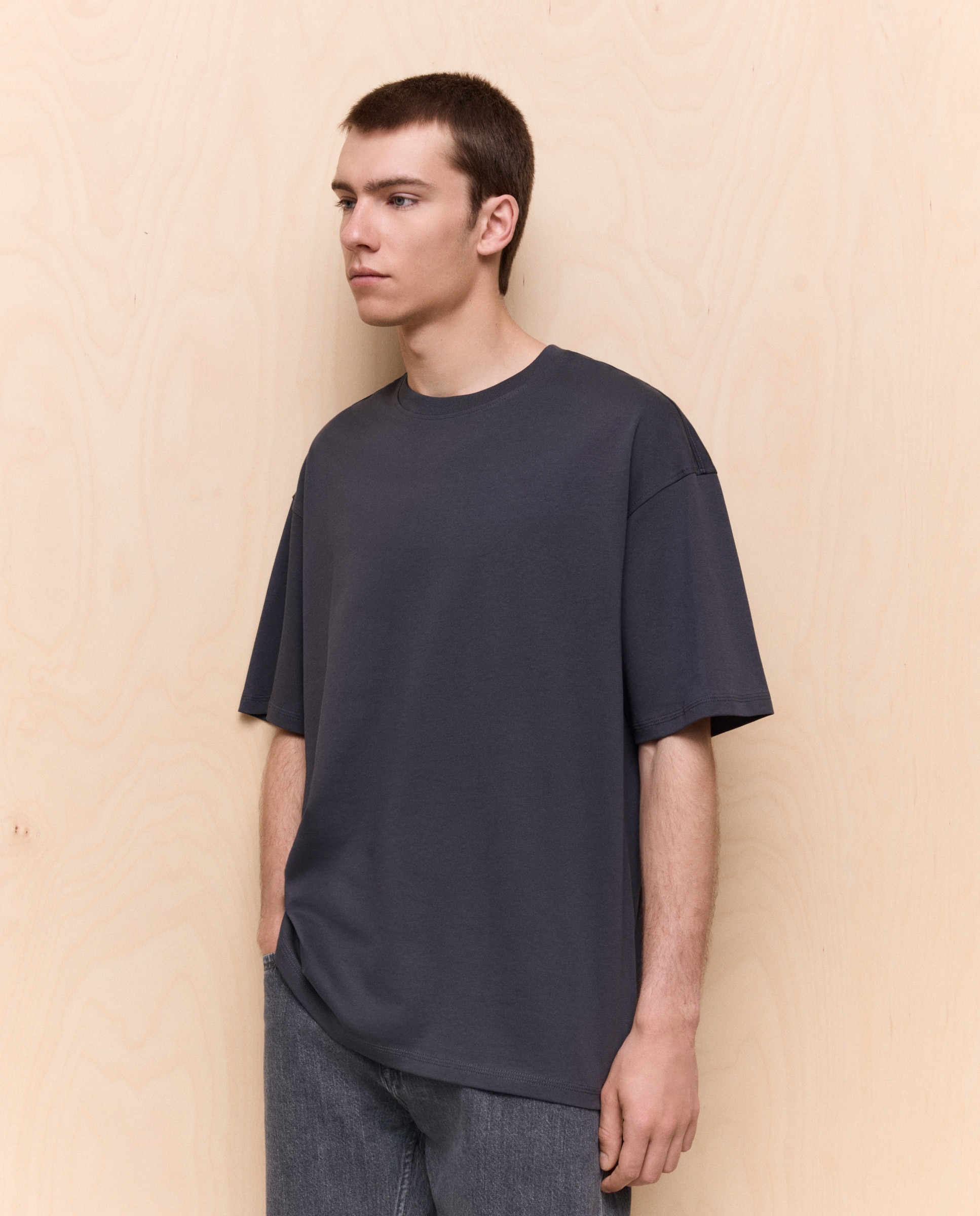 Camiseta lisa manga corta de hombre - Easy Wear - 830 Antracita 830 Antracita-1
