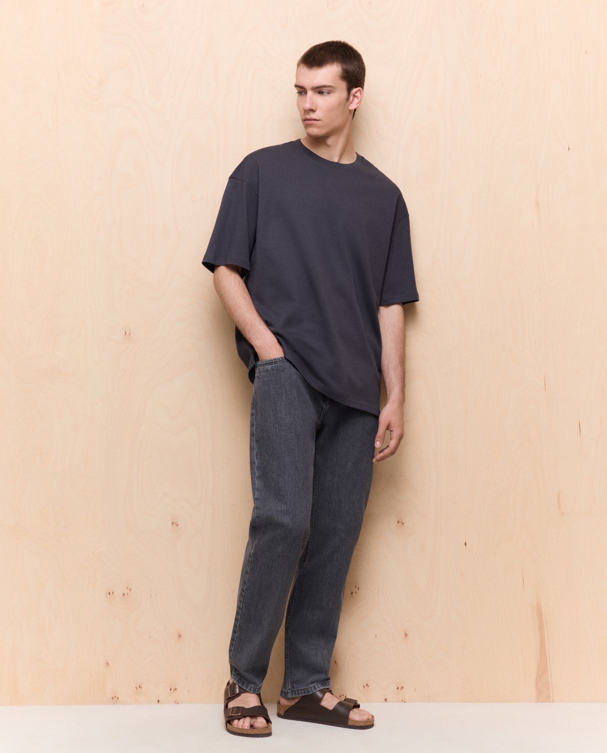 Camiseta lisa manga corta de hombre - Easy Wear - 830 Antracita 830 Antracita-2