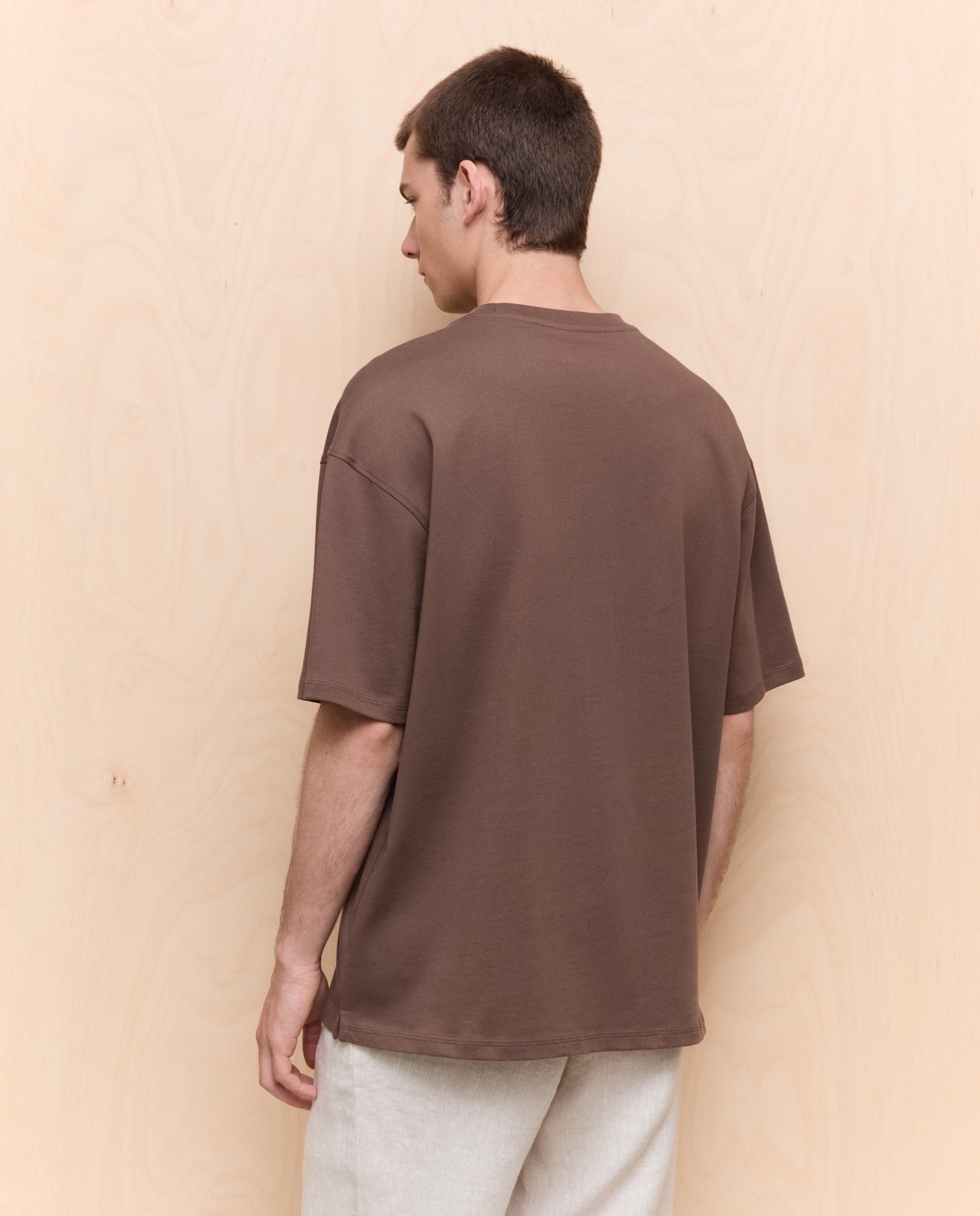 Camiseta lisa manga corta de hombre - Easy Wear - Marrón Marrón-3
