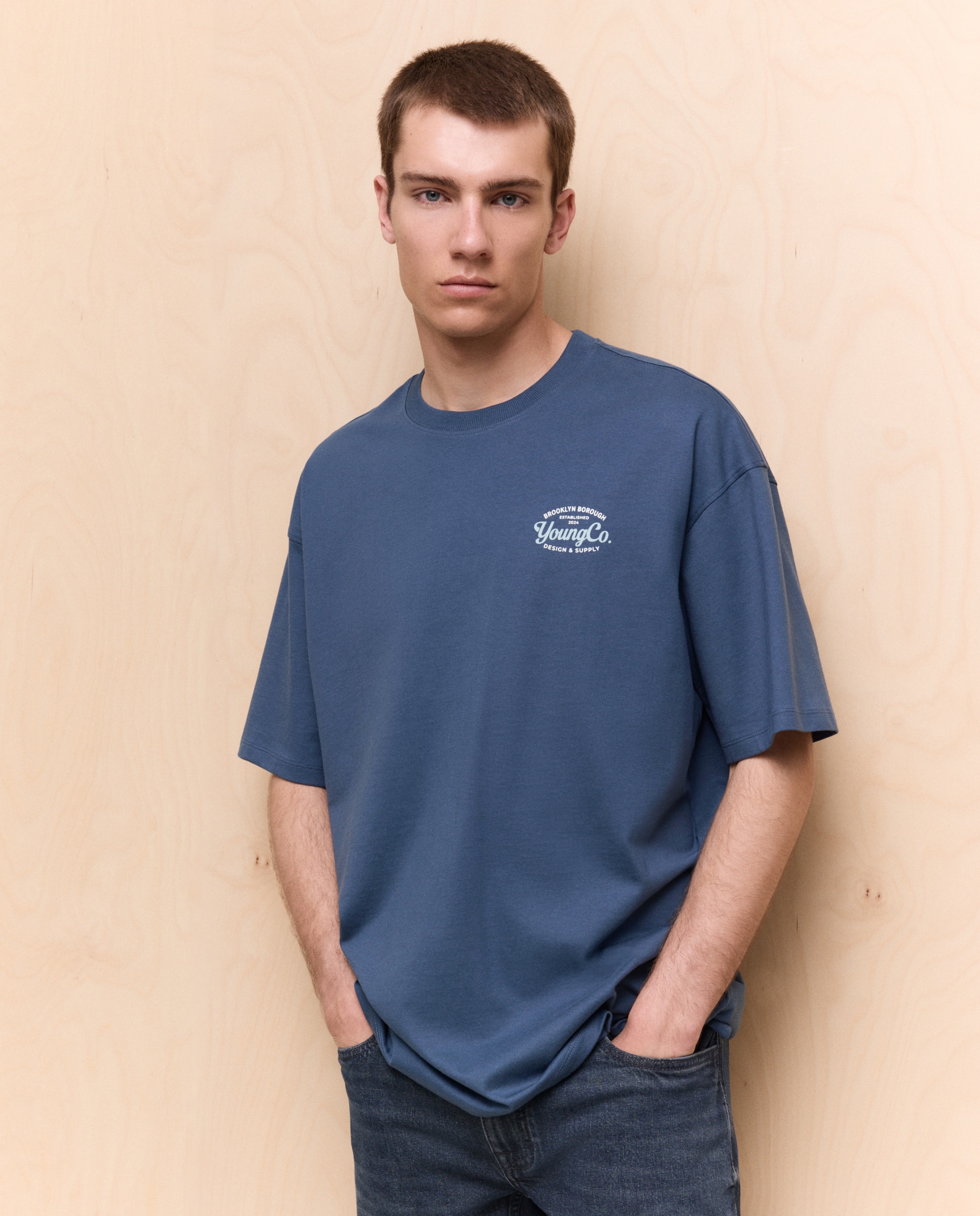 Imagen 0 de Camiseta estampada manga corta de hombre 471 Índigo
