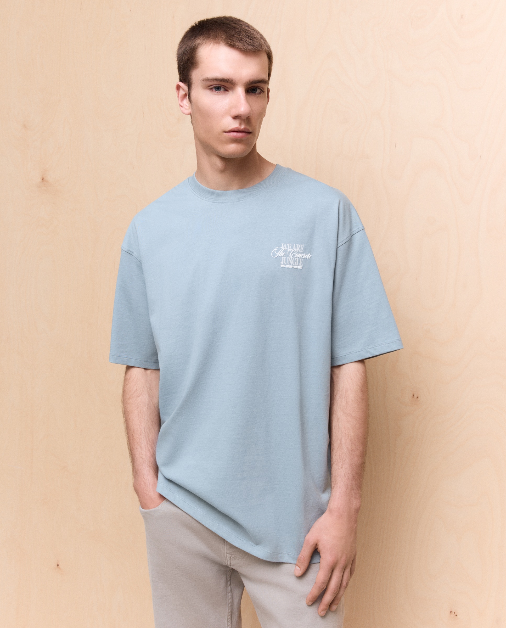 Imagen 0 de Camiseta estampada manga corta de hombre 510 Verde claro