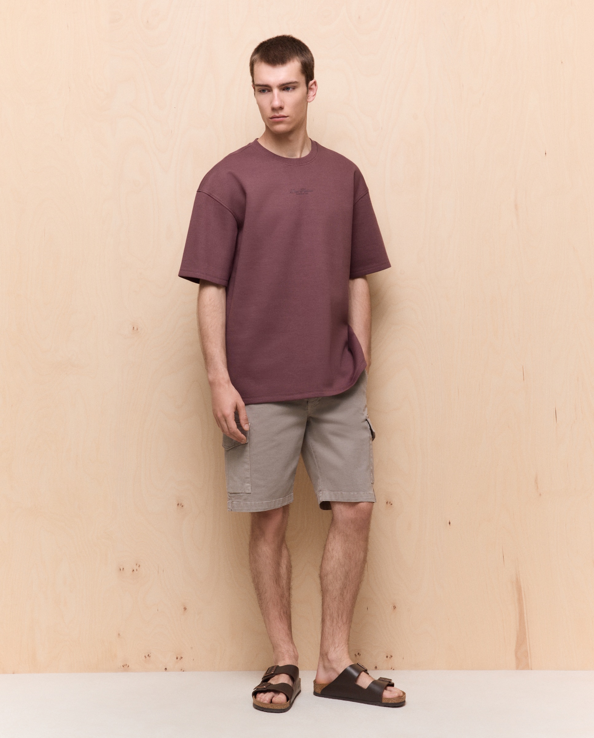 Camiseta lisa piqué de hombre - Easy Wear - Burdeos Burdeos-2