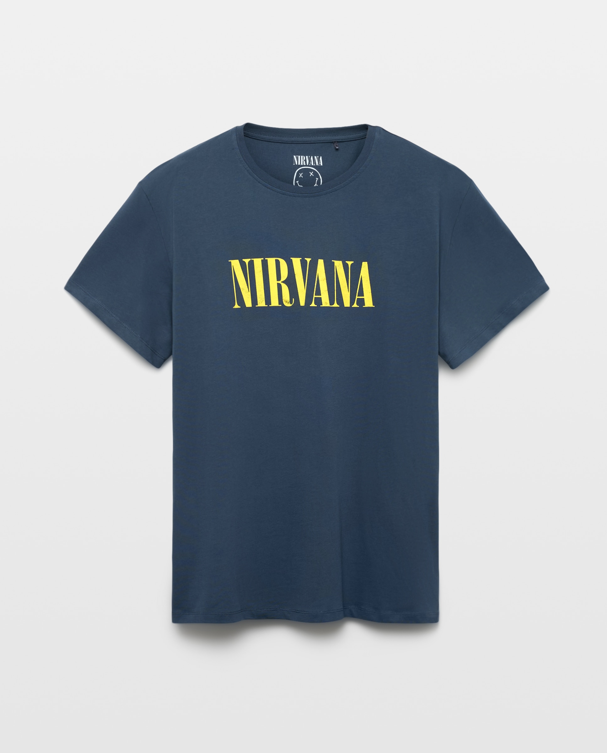 T-shirt de Manga Curta Nirvana Azul-escuro-4