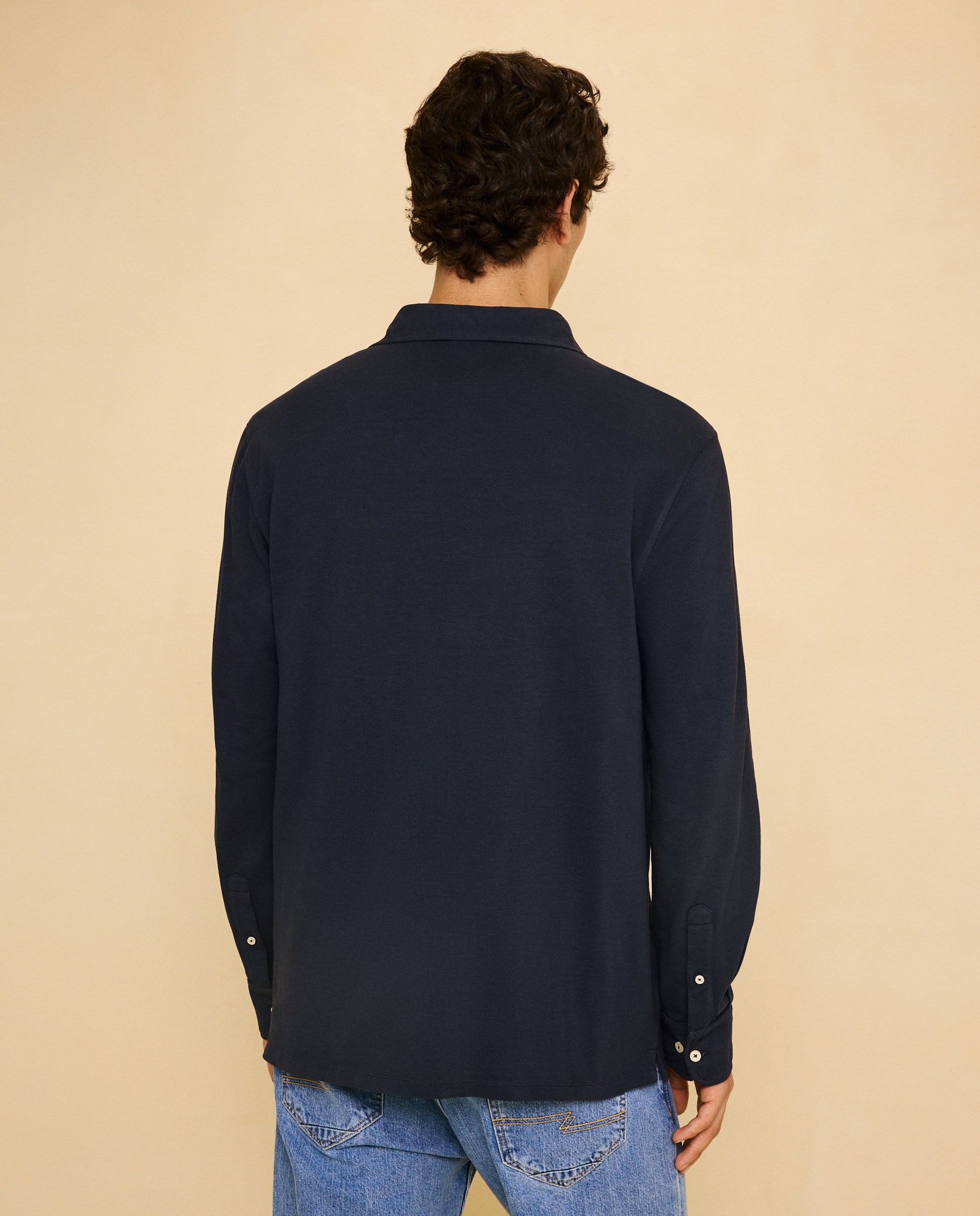 Polo de manga larga de hombre - Easy Wear - Azul marino Azul marino-3