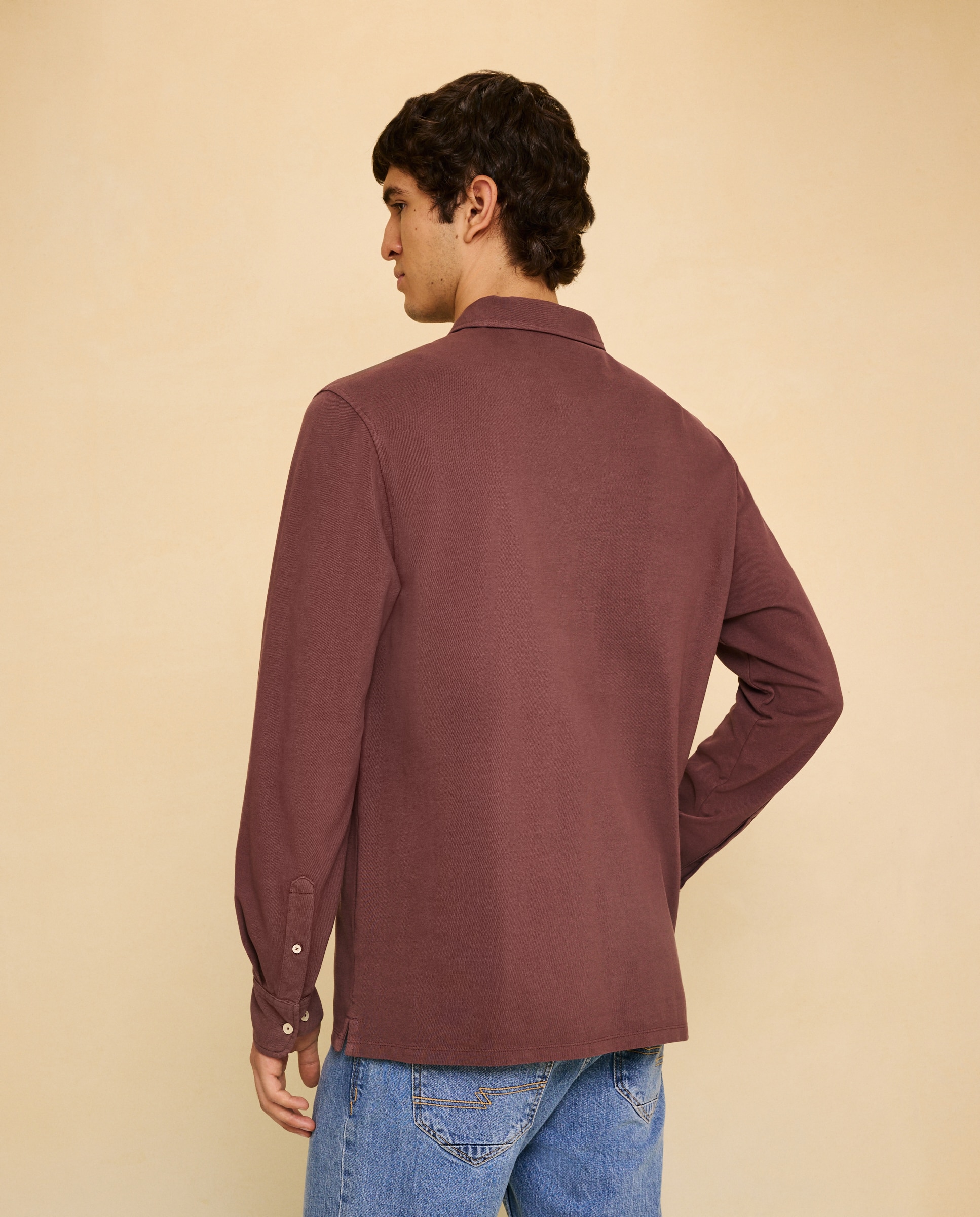 Polo de manga larga de hombre - Easy Wear - Burdeos Burdeos-3