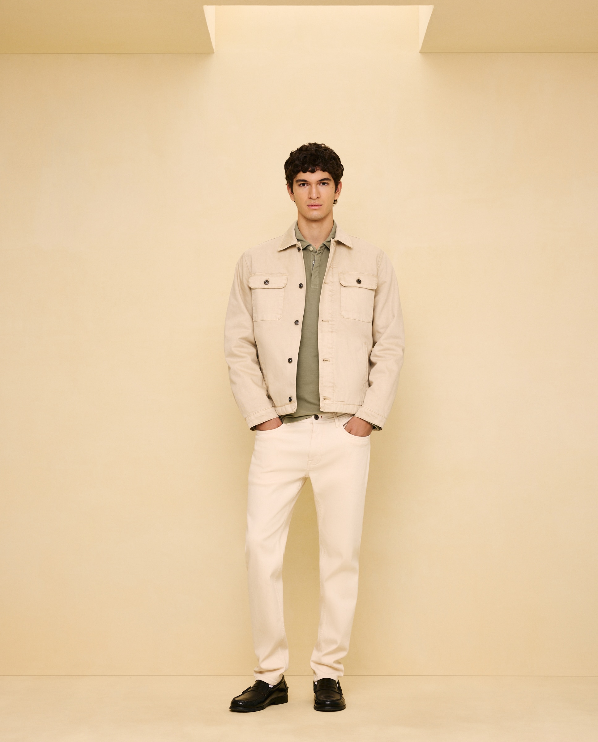 Polo de manga larga de hombre - Easy Wear - 520 Kaki 520 Kaki-1
