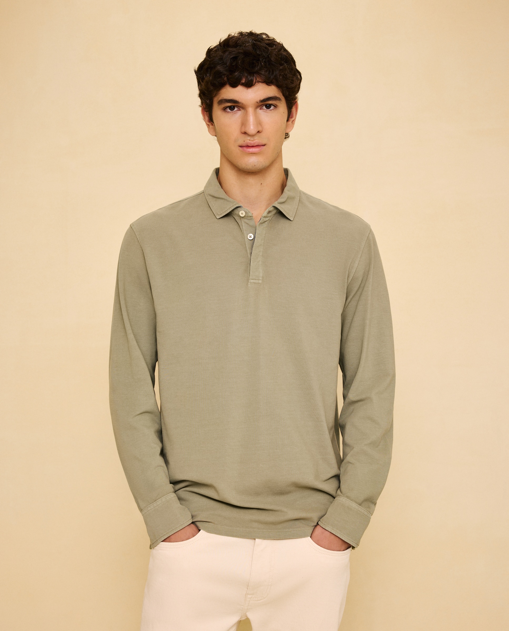 Polo de manga larga de hombre - Easy Wear - 520 Kaki 520 Kaki-2