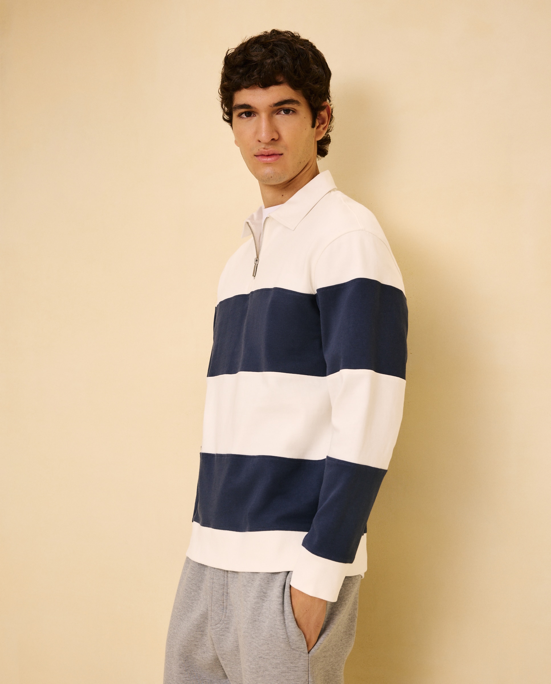 Polo de manga larga de hombre - Easy Wear - Azul Azul-2