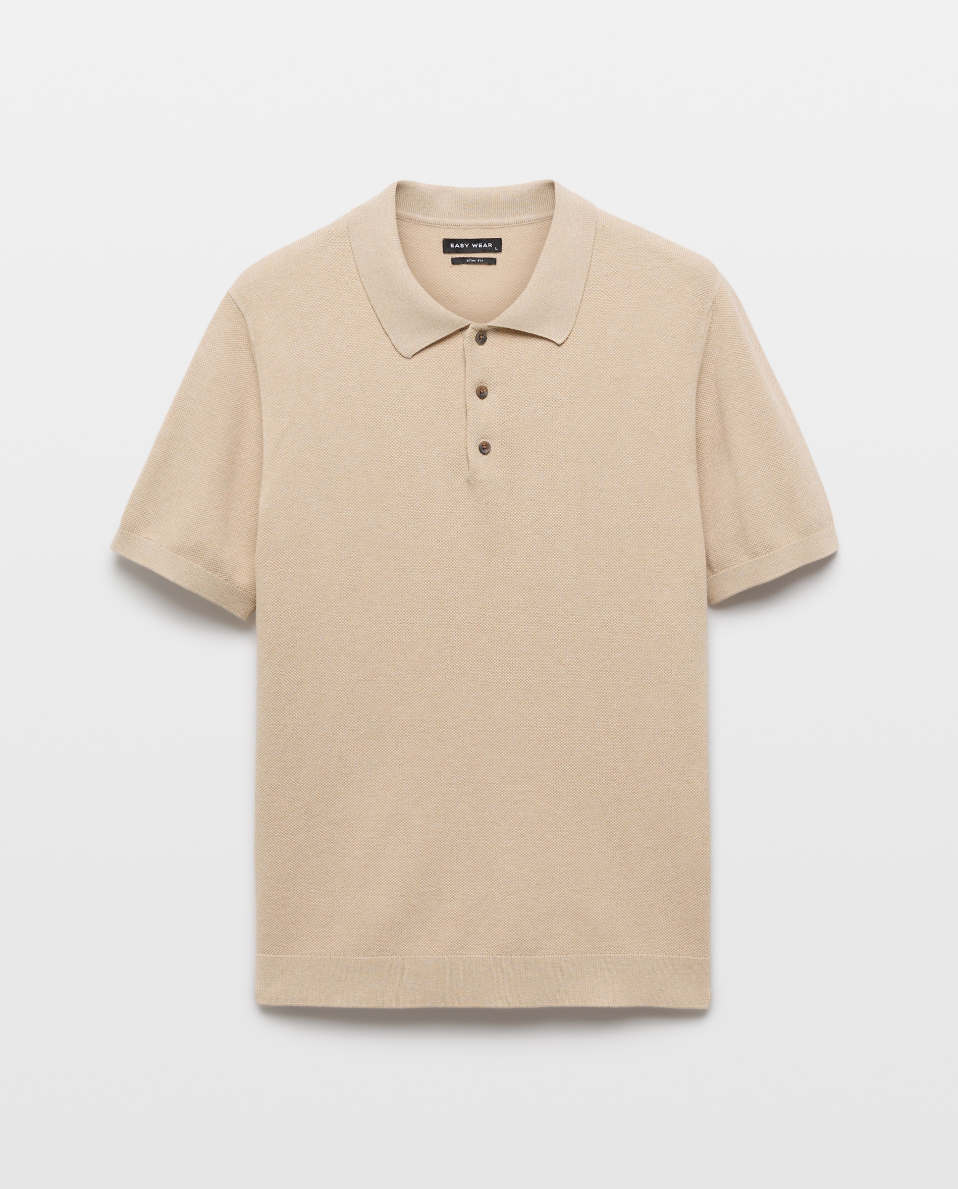 Polo de Malha com Manga Curta Bege-5