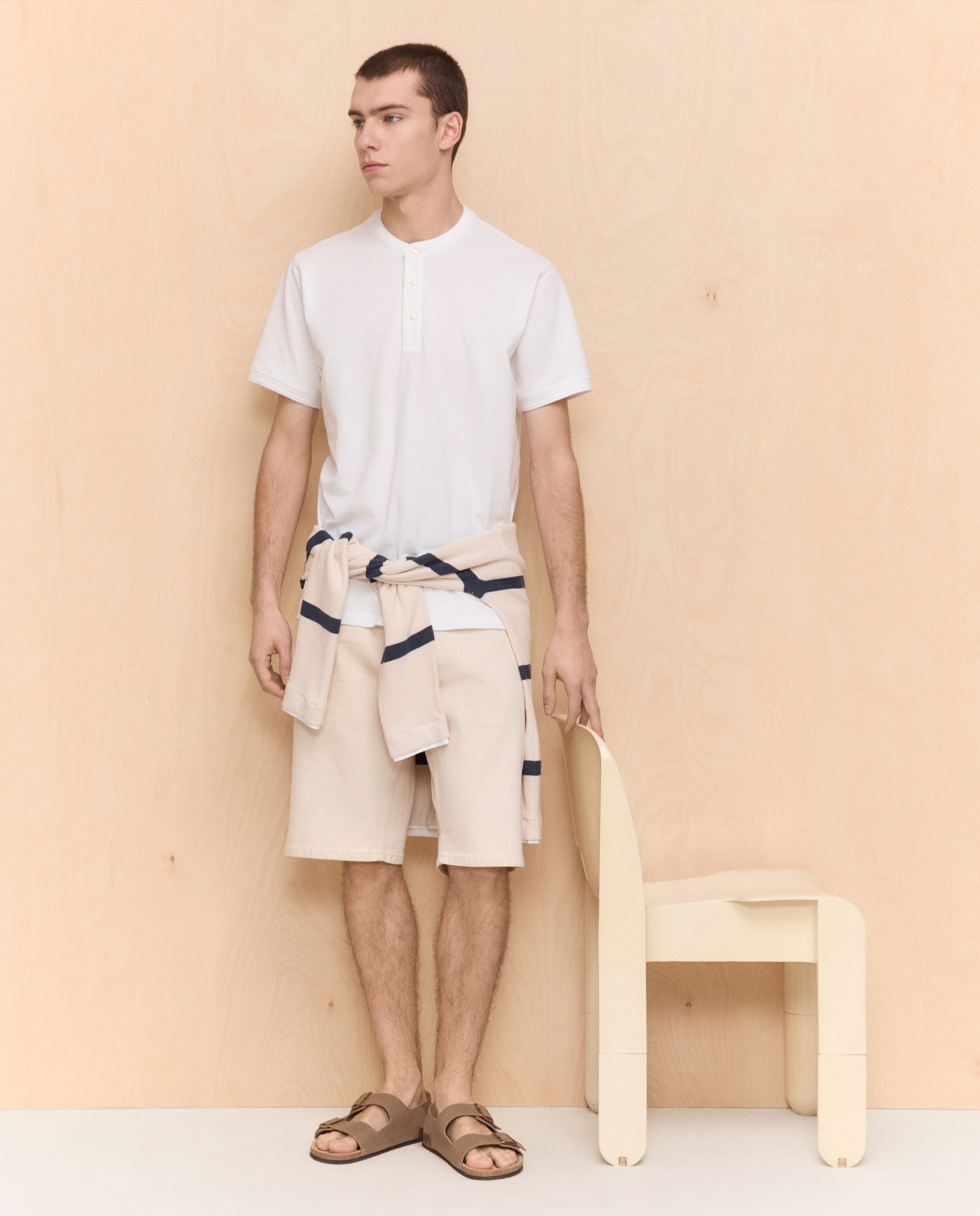 Polo cuello mao de manga corta de hombre - Easy Wear - Blanco Blanco-1