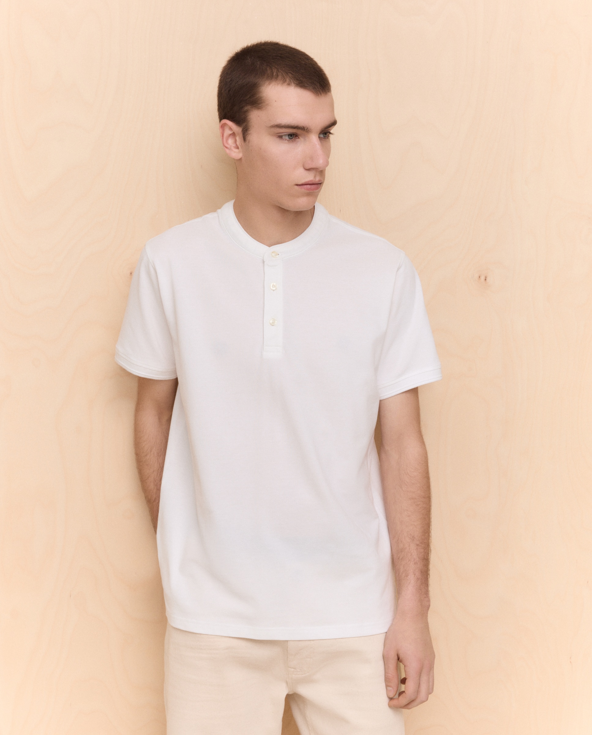Polo cuello mao de manga corta de hombre - Easy Wear - Blanco Blanco-2