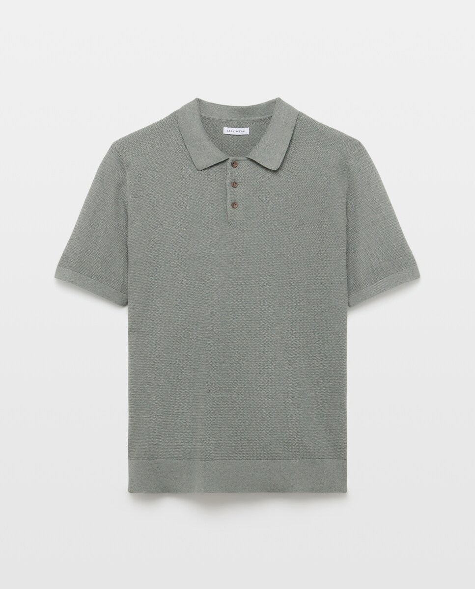 Imagen 0 de Polo de tricot de manga corta de hombre Tostado