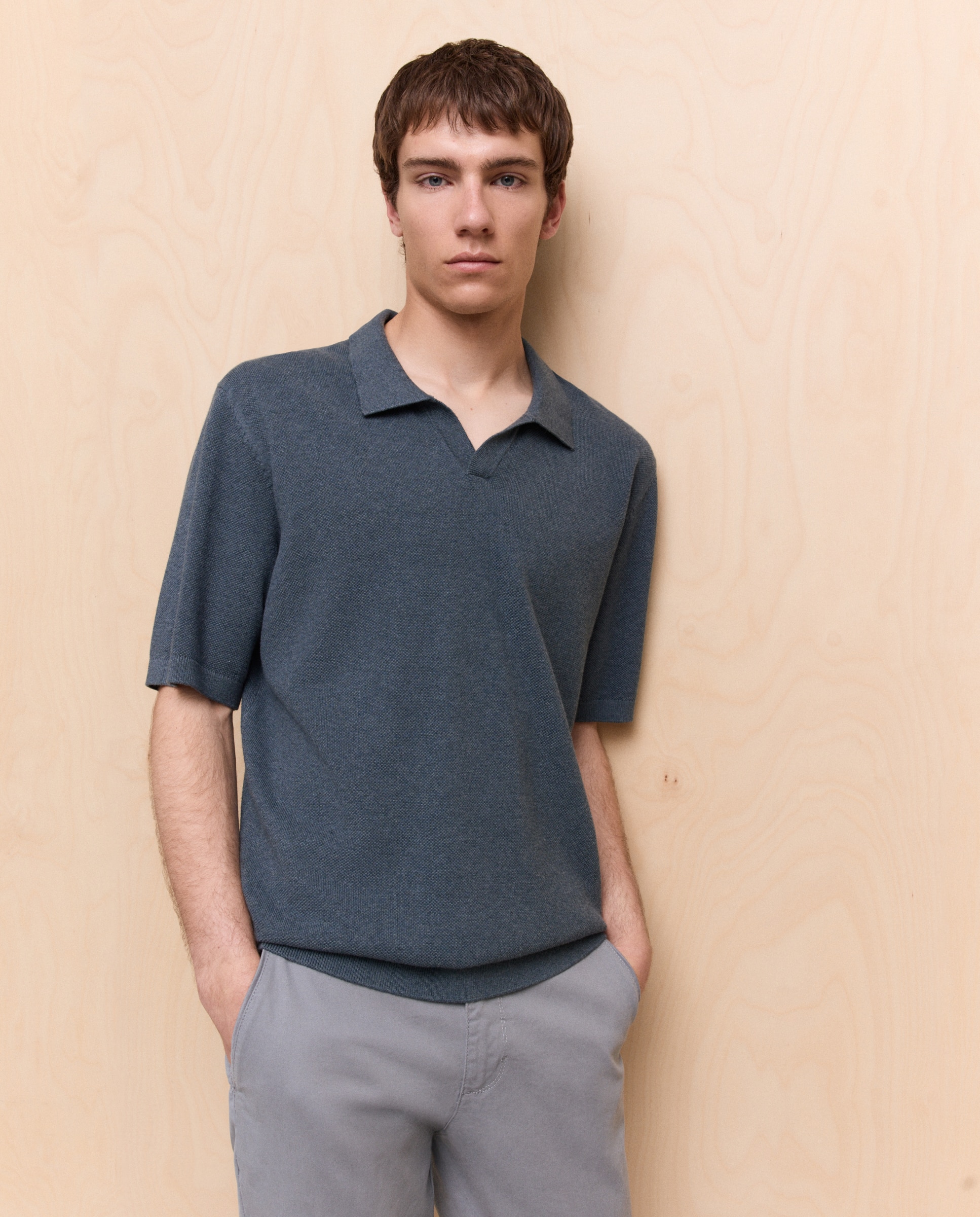 Polo de tricot de manga corta de hombre - Easy Wear - 400 Azul 400 Azul-1
