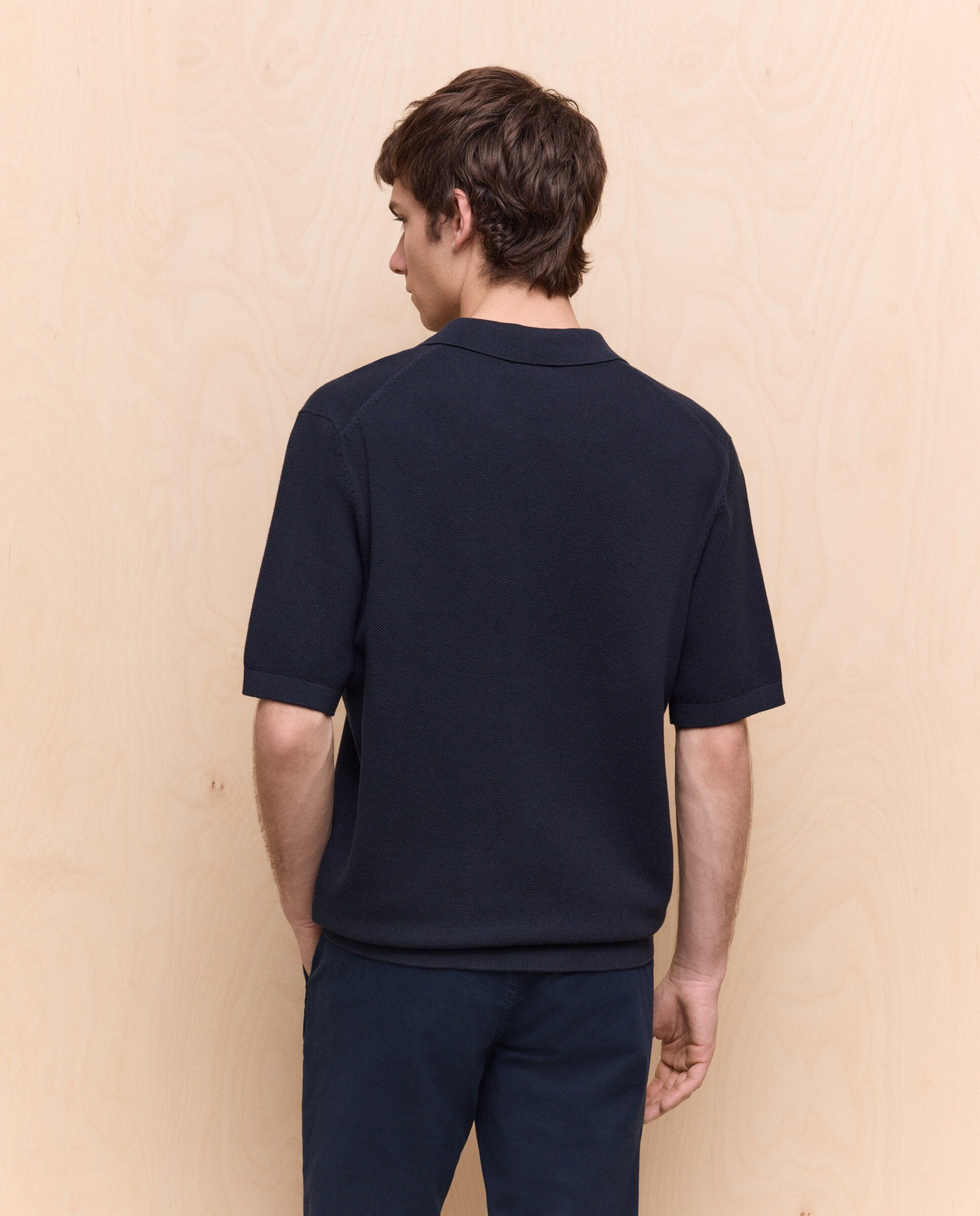 Polo de tricot de manga corta de hombre - Easy Wear - Azul marino Azul marino-2