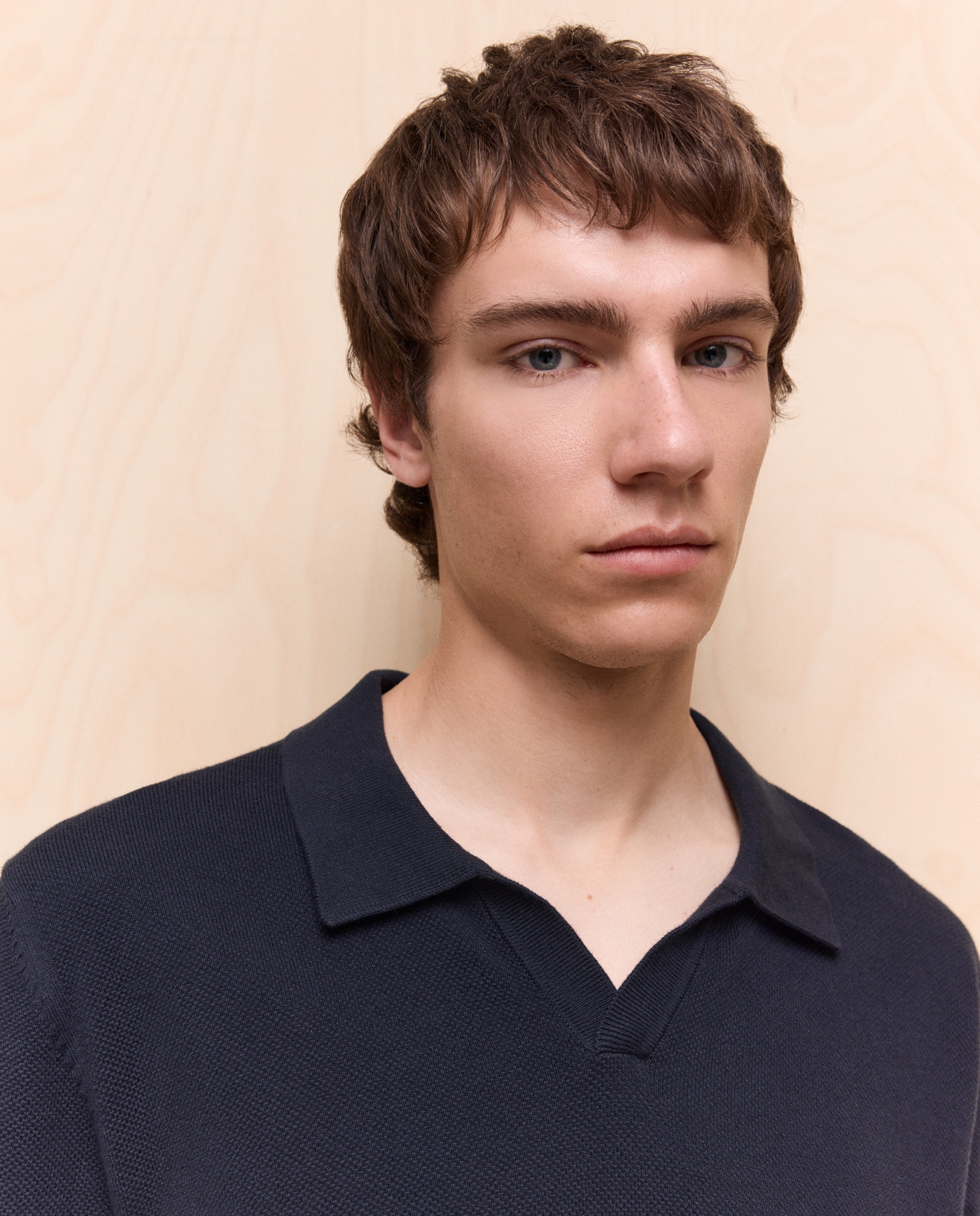 Polo de tricot de manga corta de hombre - Easy Wear - Azul marino Azul marino-3
