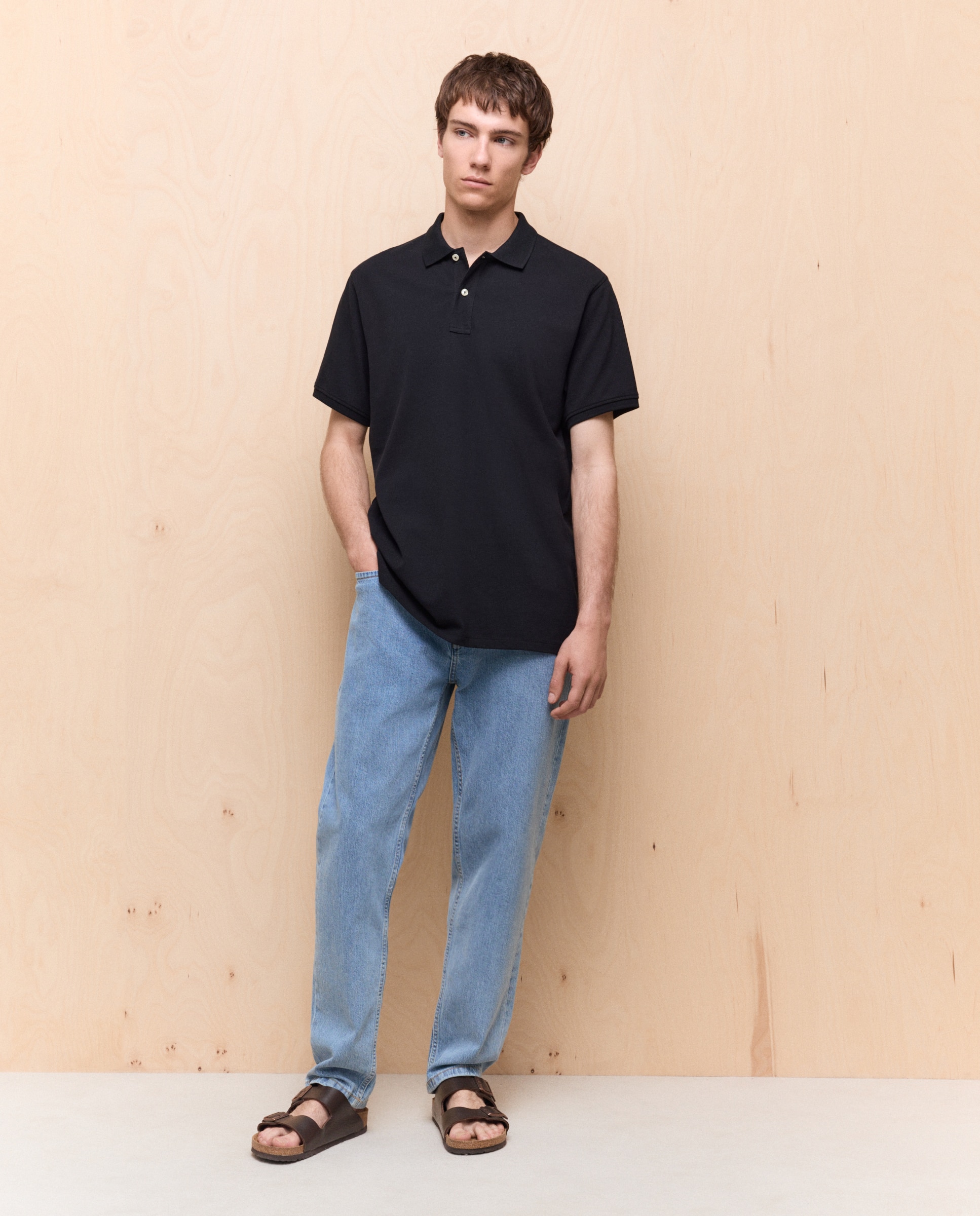 Polo de piqué de manga corta de hombre - Easy Wear - Negro Negro-2