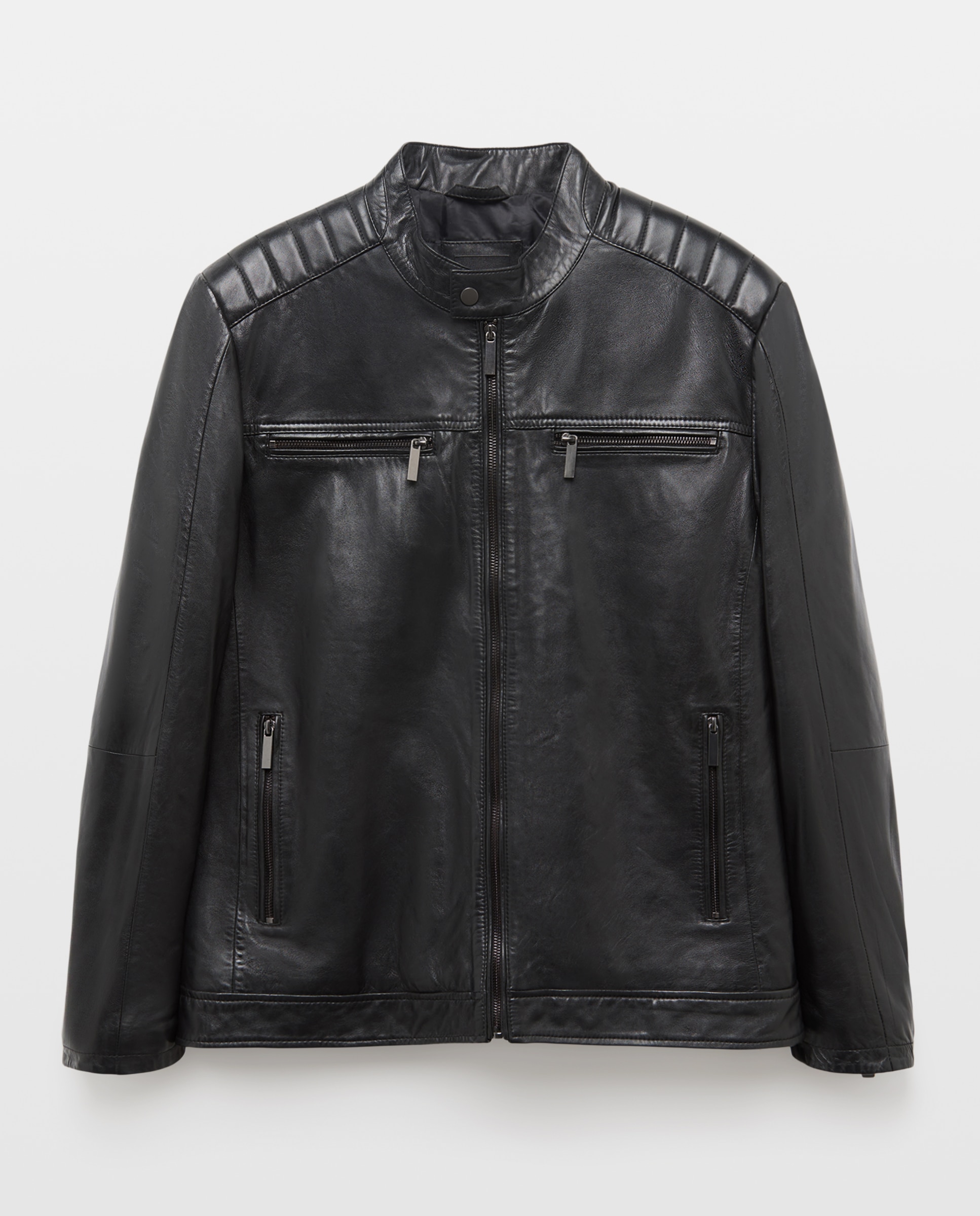Cazadora piel tipo biker de hombre - Easy Wear - Negro Negro-4
