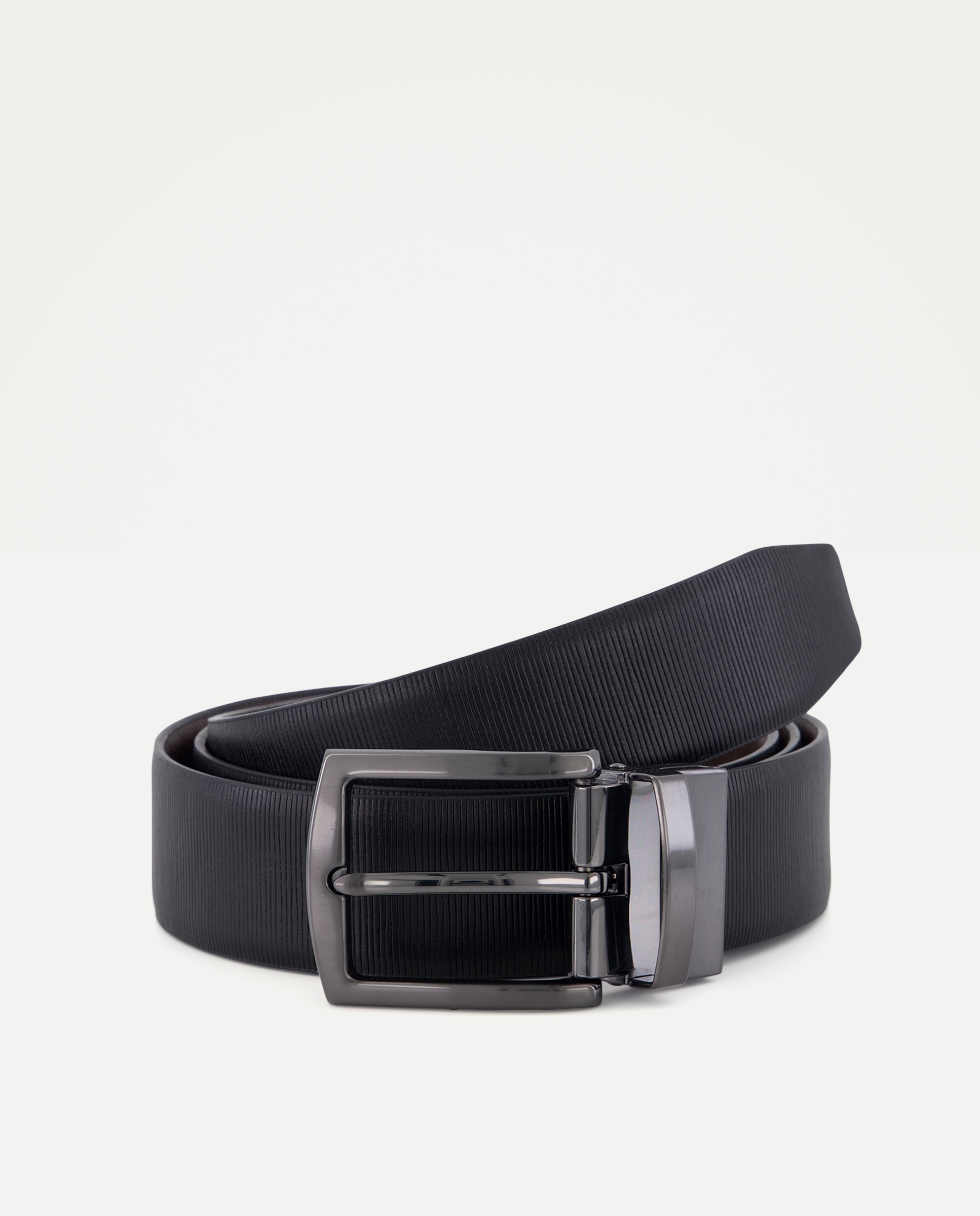 Caja con cinturón vestir de hombre reversible y hebillas intercambiables - Easy Wear - Negro Negro-1