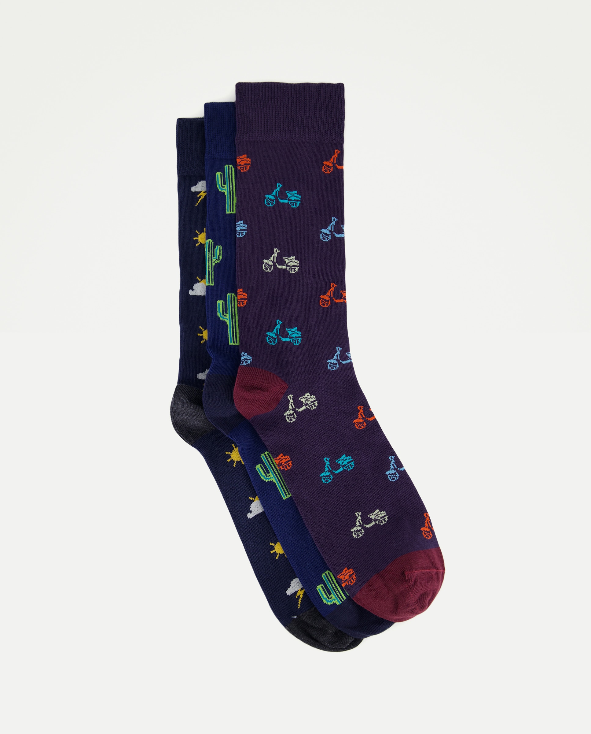 Pack de Três Pares de Meias Compridas com Fantasia. Produto Fabricado em Espanha 400 Azul-1