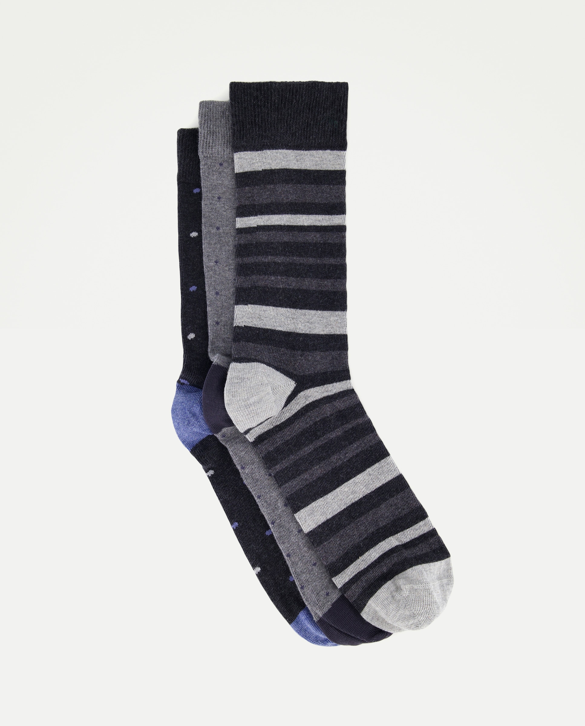 Pack de Três Pares de Meias Compridas com Fantasia. Produto Fabricado em Espanha Azul-marinho-1