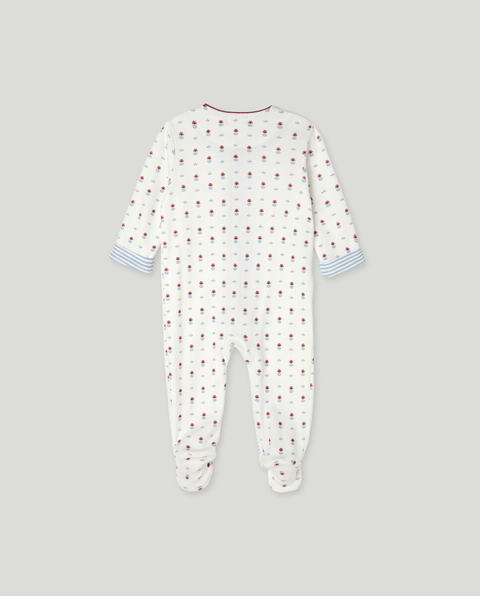 Babygrow Comprido de Malha Abotoado de Bebé com Estampado Floral Branco-2