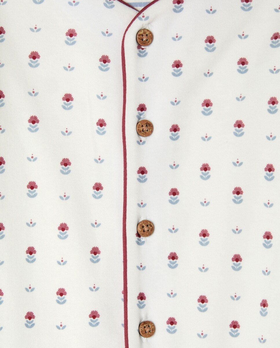 Babygrow Comprido de Malha Abotoado de Bebé com Estampado Floral Branco-3