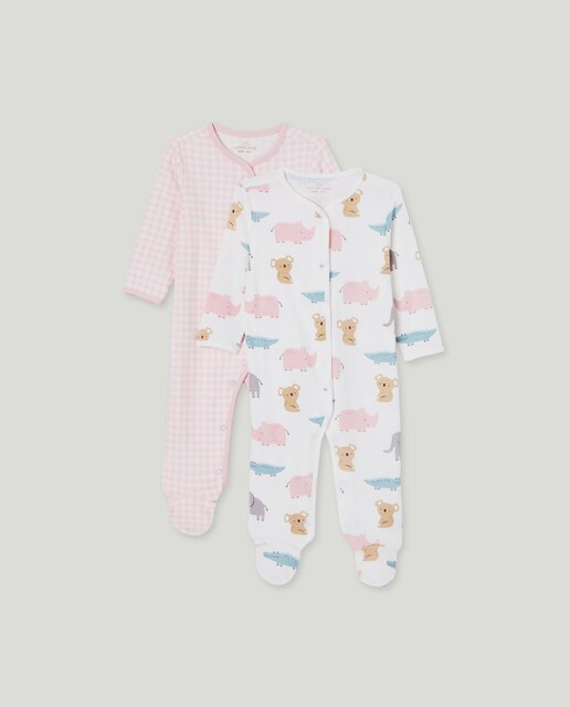 Imagem 0 de Pack de 2 Babygrows Compridos de Malha de Bebé com Estampado de Fantasia