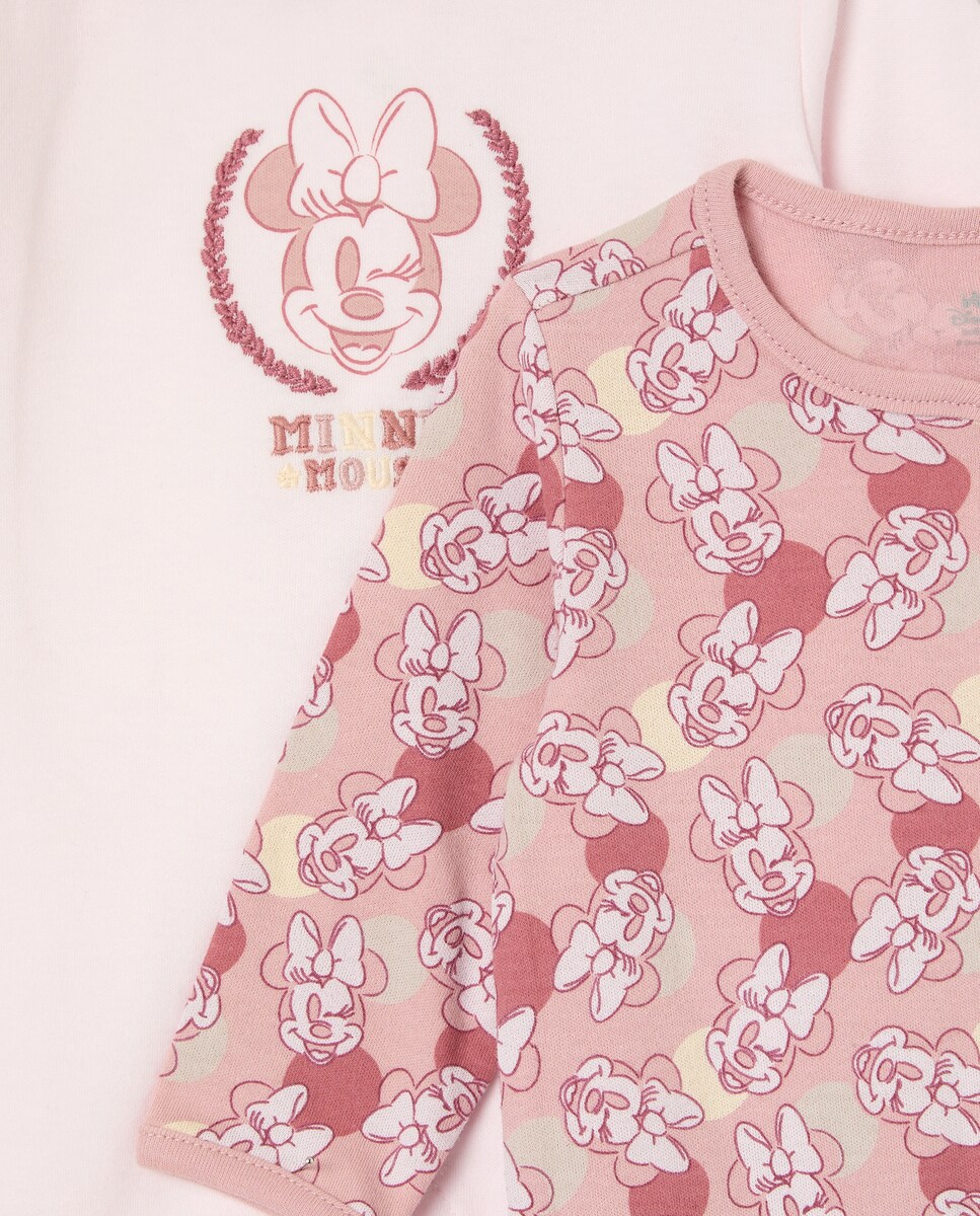 Pack de 2 Babygrows Compridos de Malha de Bebé com Estampado da Minnie Rosa-3