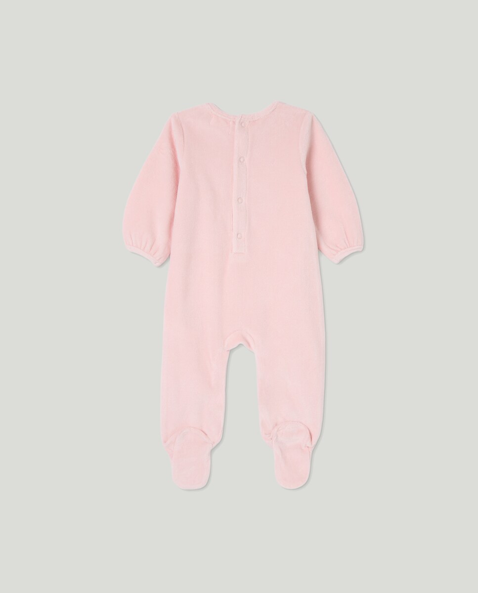 Babygrow de Bebé em Velour com Estampado de Fantasia Rosa-2