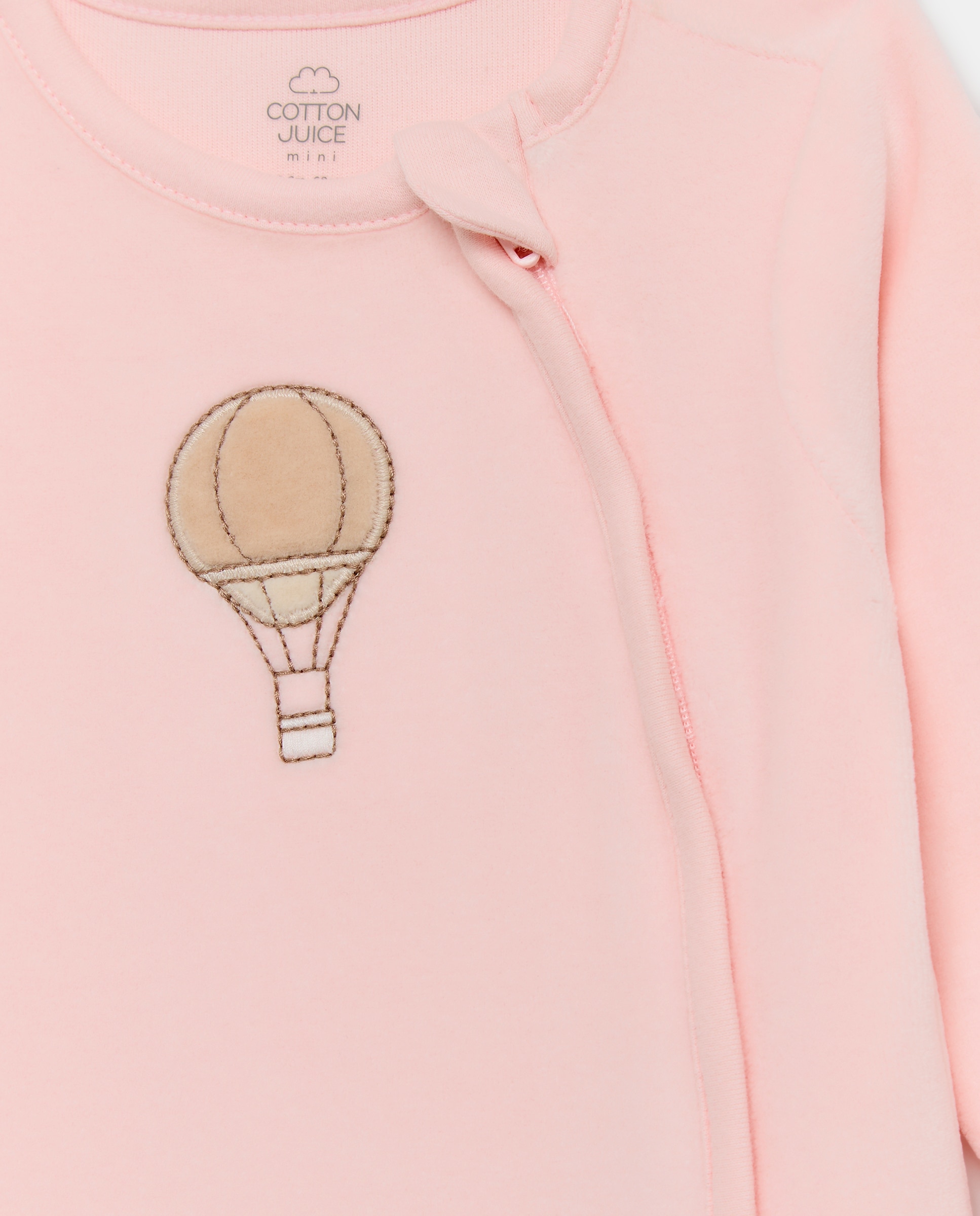 Babygrow de Velour de Bebé com Fecho de Correr e Balões Cotton Juice Rosa-3
