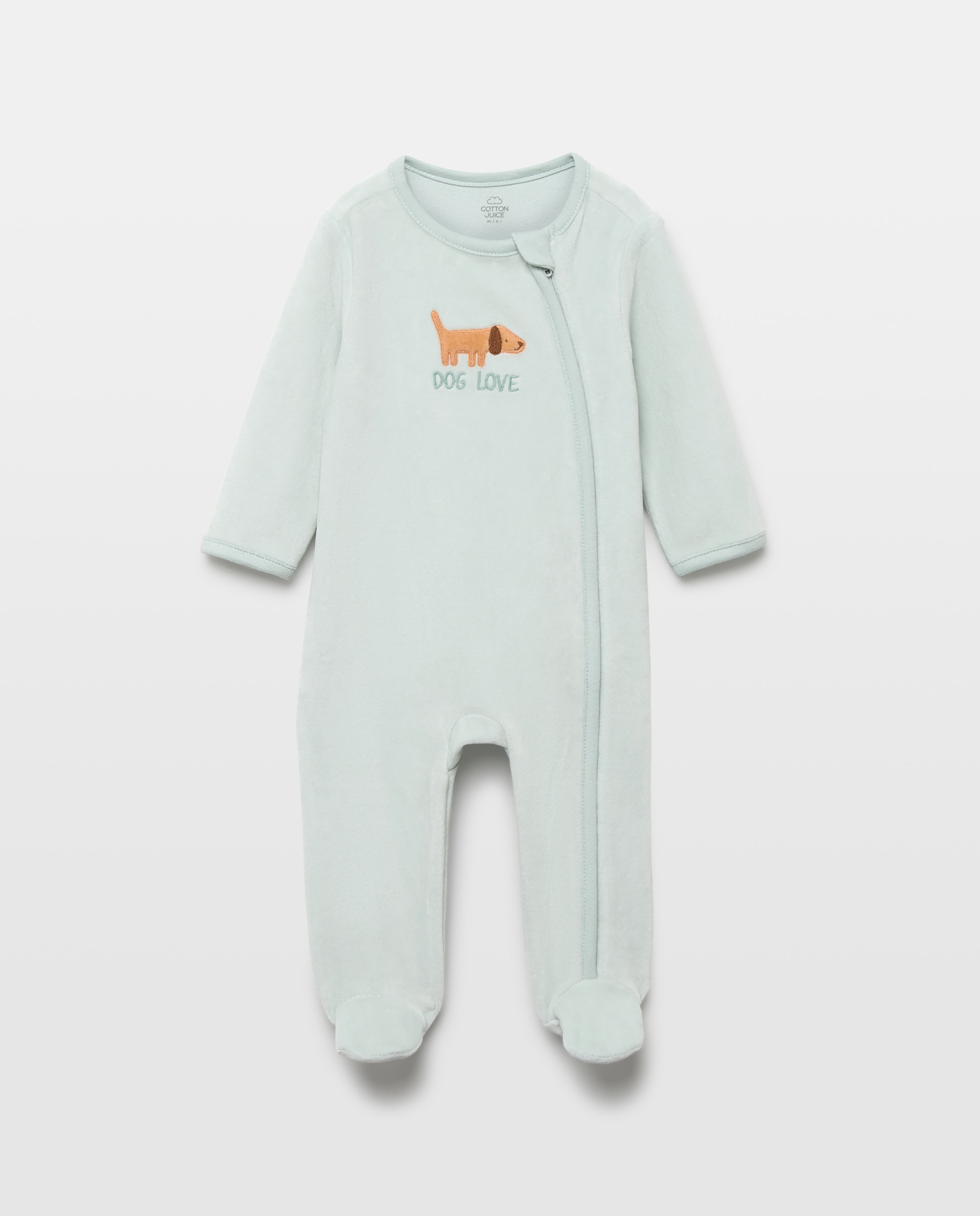 Imagem 0 de Babygrow de Velour de Bebé com Fecho de Correr e Cães