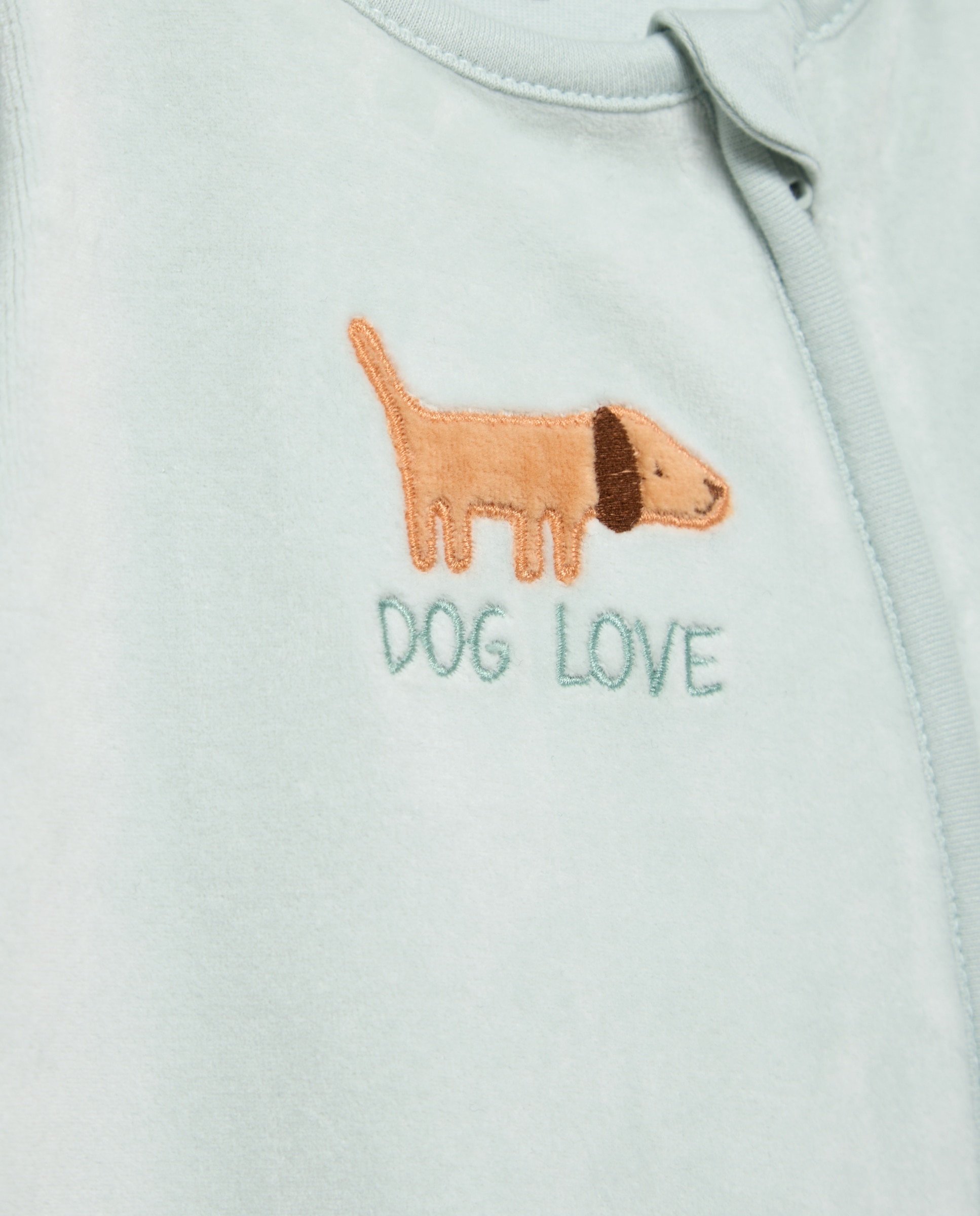 Babygrow de Velour de Bebé com Fecho de Correr e Cães Cotton Juice Verde-3