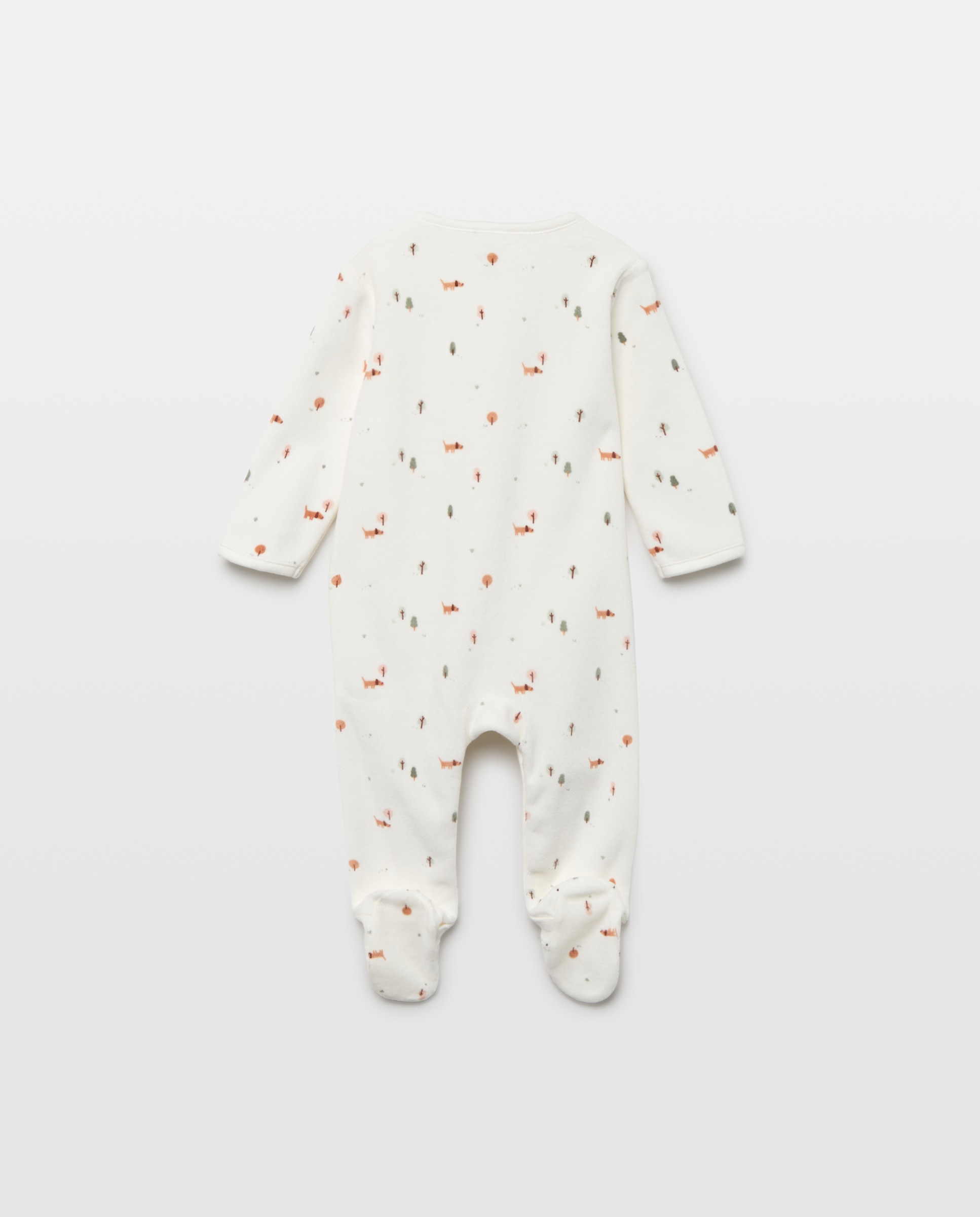 Pelele Velur largo con estampado perros de bebé - Cotton Juice - Blanco Blanco-2