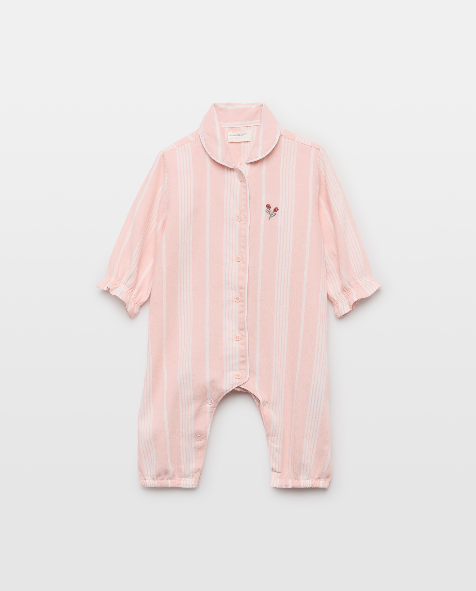 Pelele largo con rayas de bebé - Cotton Juice - Rosa Rosa-1