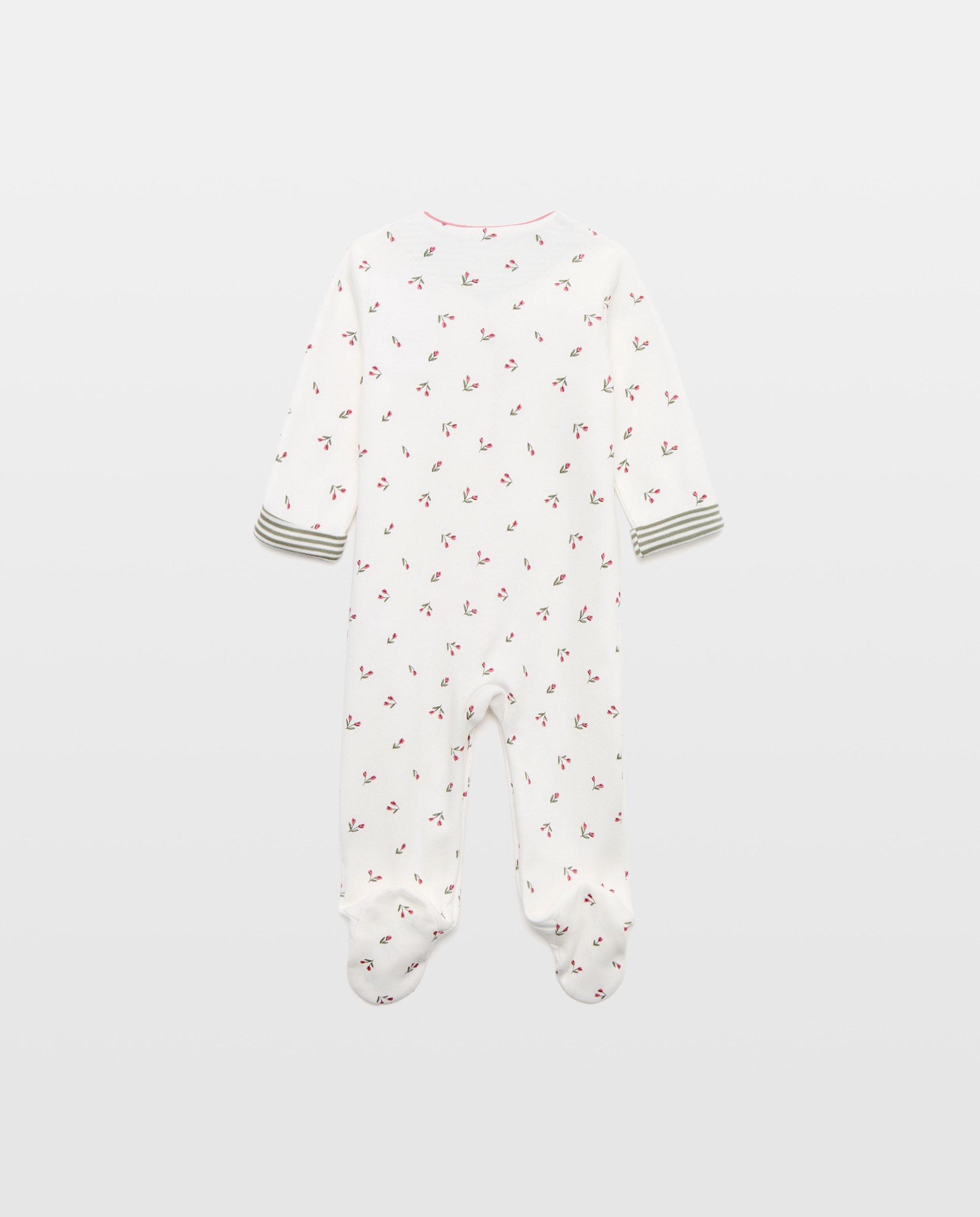 Babygrow de Malha de Bebé com Estampado Floral Branco-2