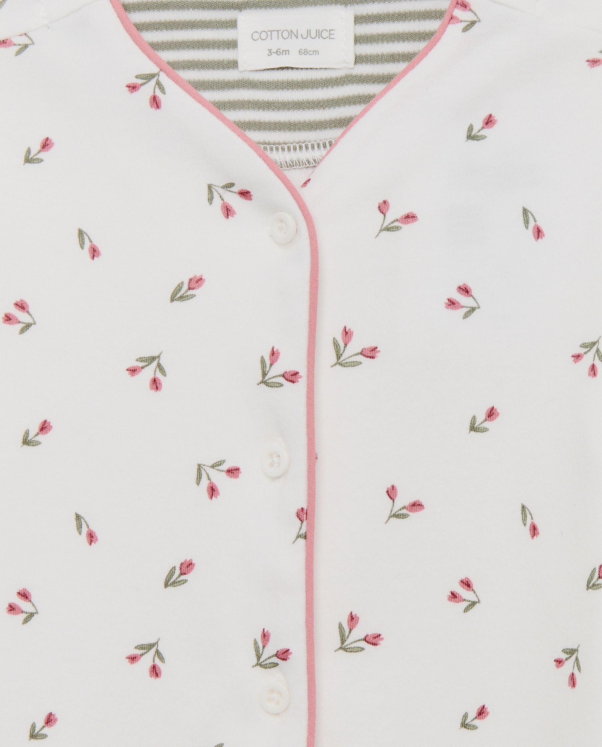 Babygrow de Malha de Bebé com Estampado Floral Branco-3