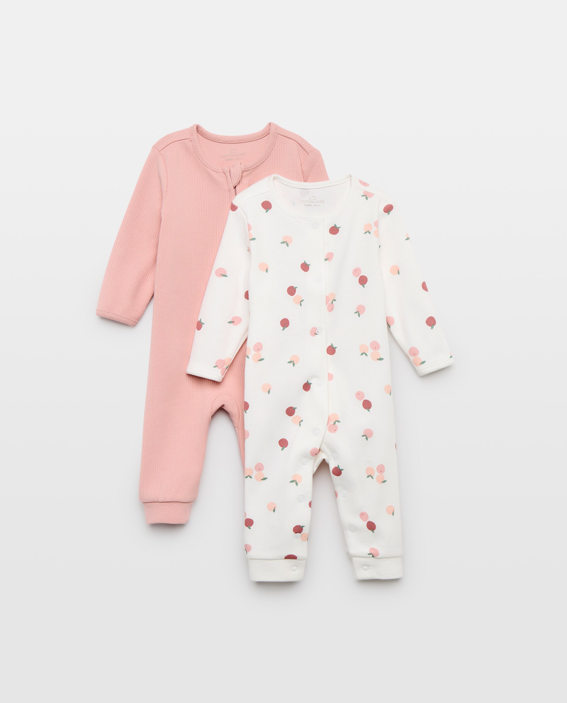 Imagem 0 de Pack de 2 Babygrows Canelados Compridos de Bebé em Malha com Fantasia Floral