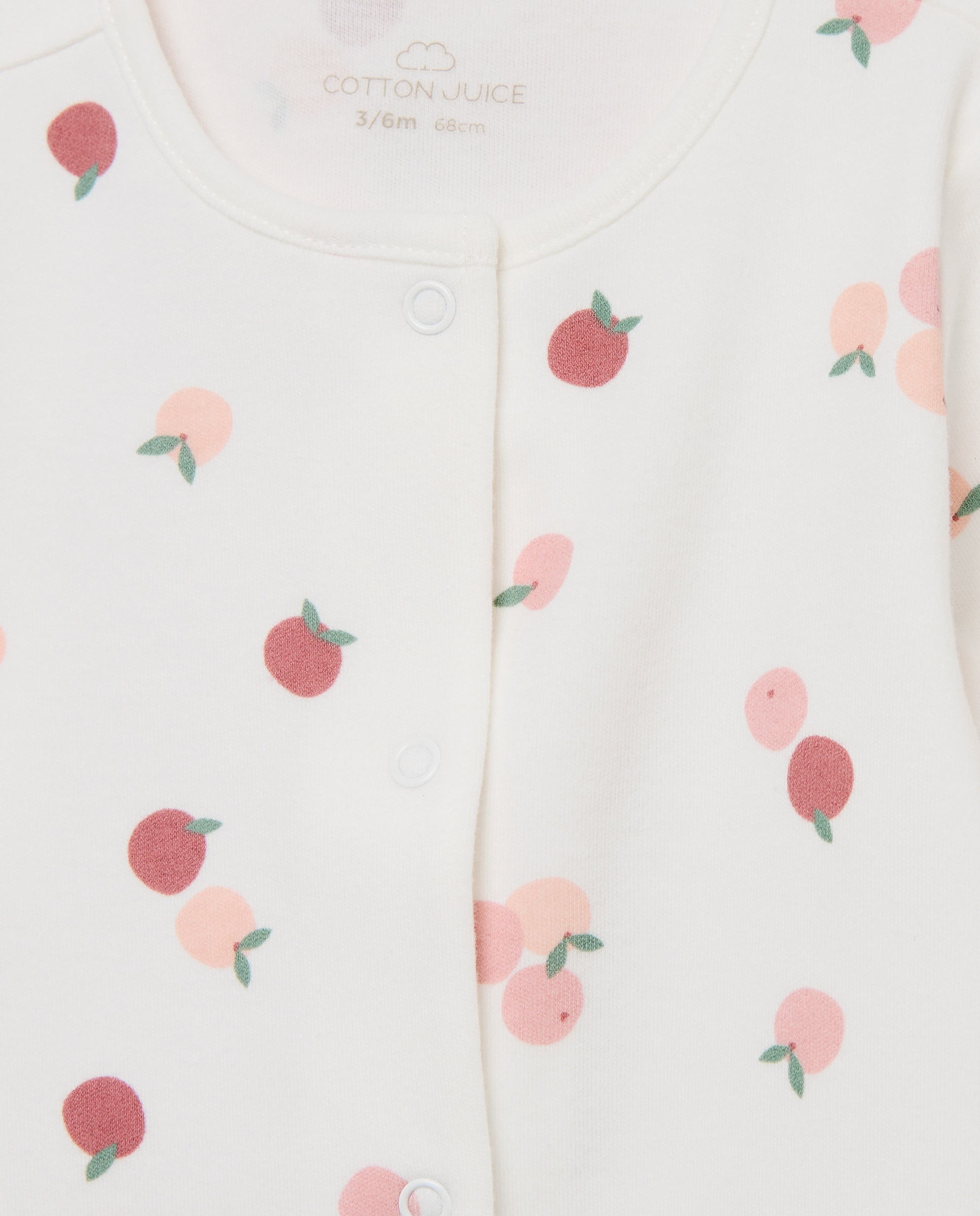 Pack de 2 Babygrows Canelados Compridos de Bebé em Malha com Fantasia Floral Cotton Juice Rosa-3