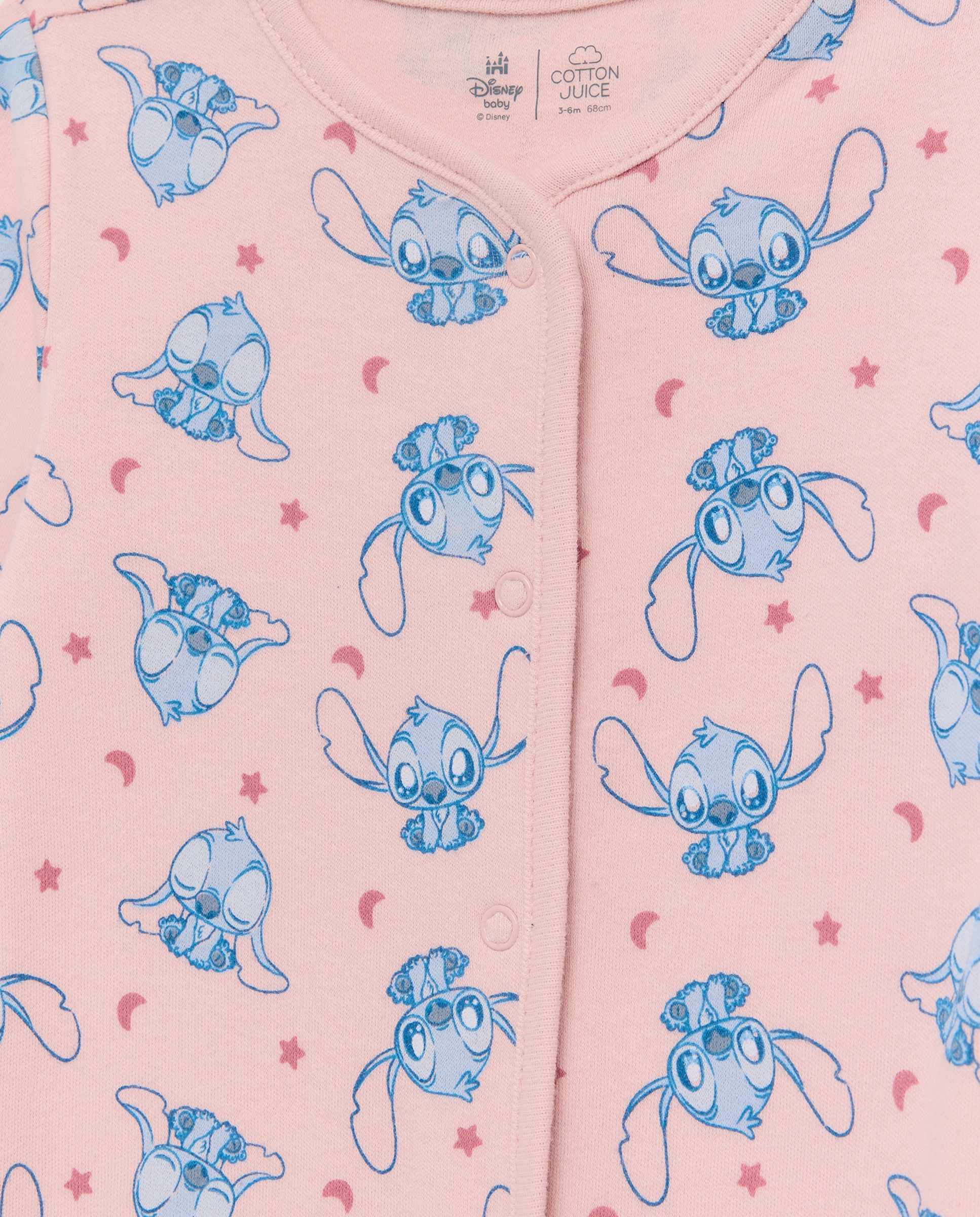 Pack de 2 Babygrows Compridos de Bebé em Malha com Fantasia Lilo & Stitch Cotton Juice Rosa-3