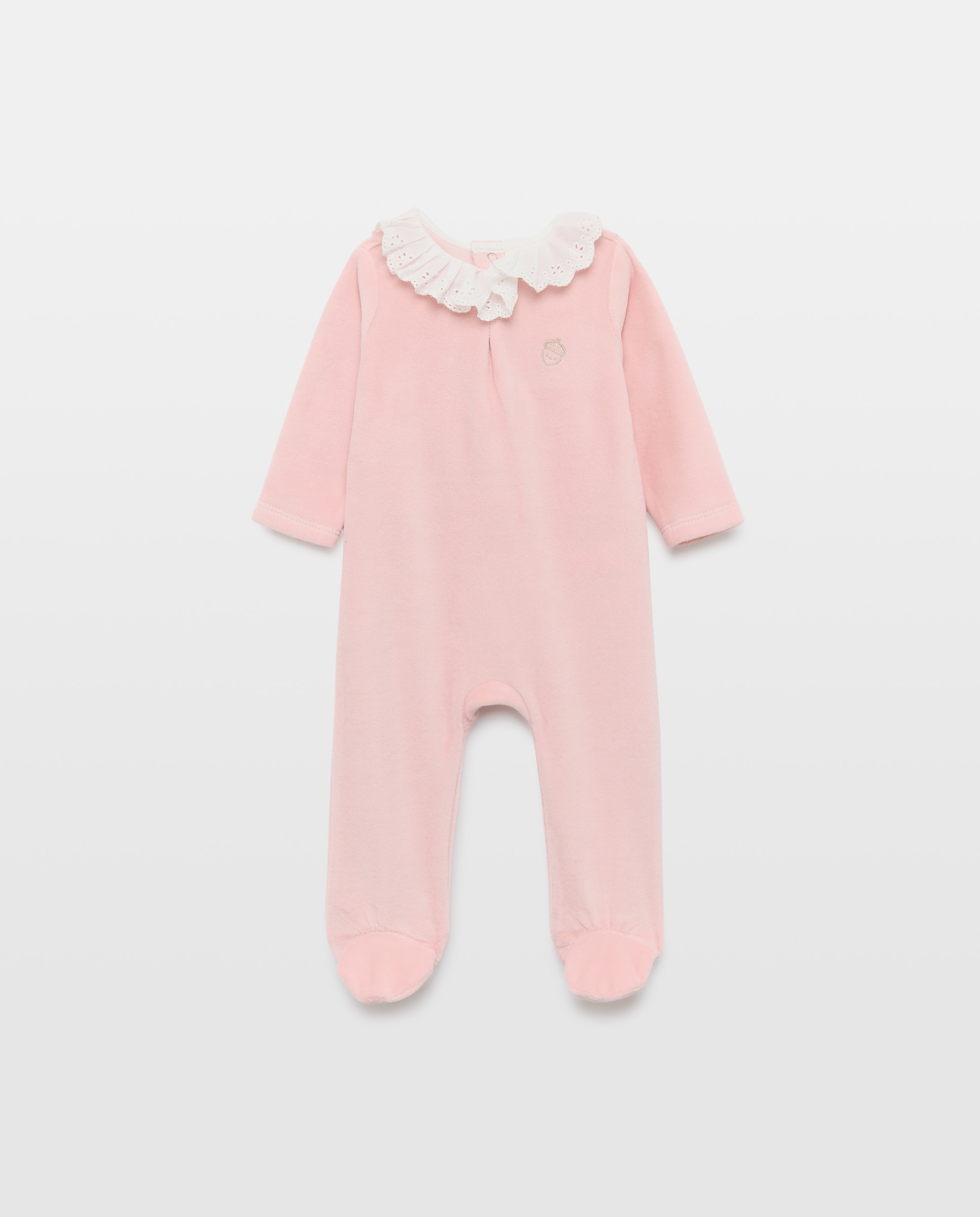Pelele largo con cuello plisado de bebé - Cotton Juice - 200 Rosa 200 Rosa-1
