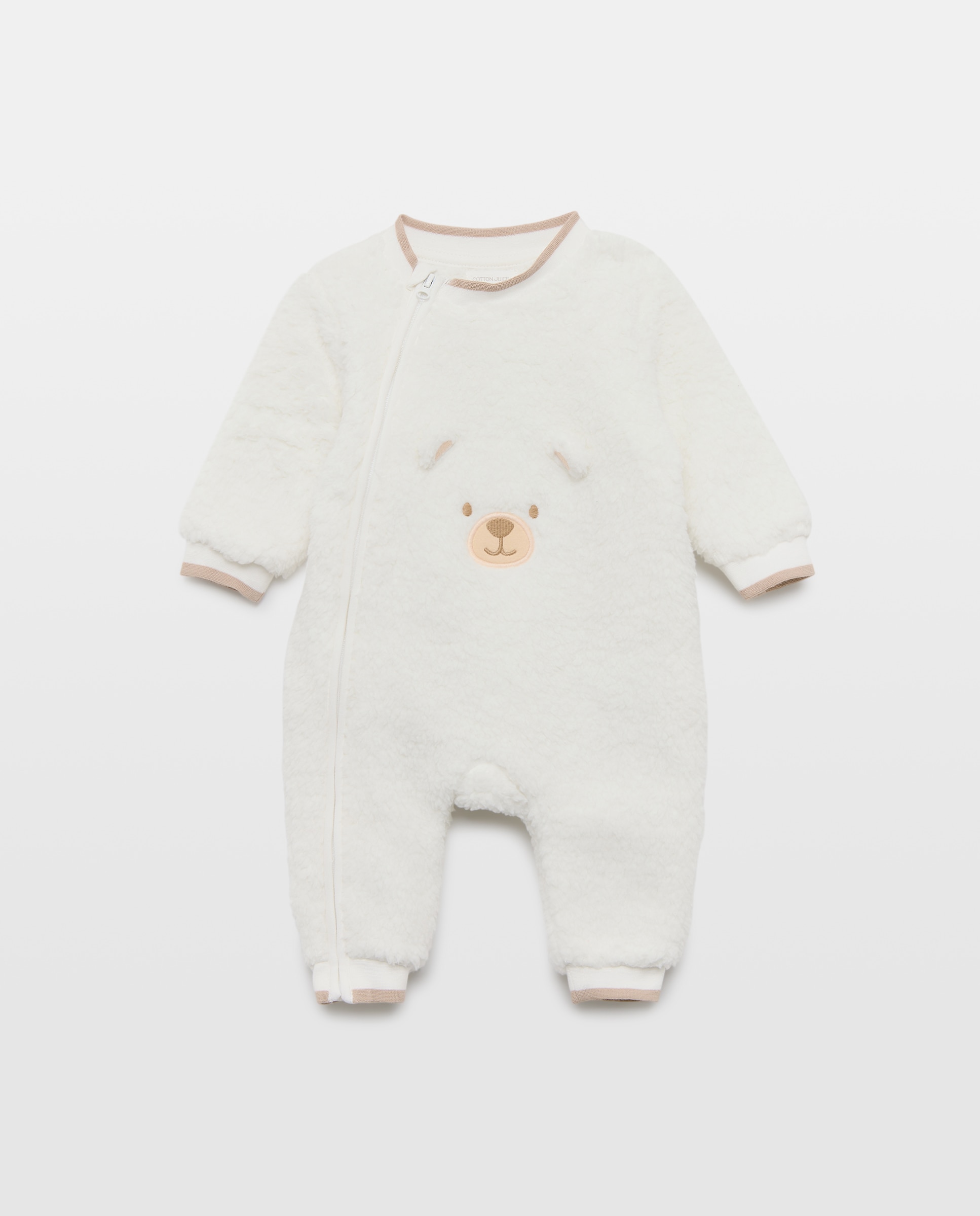 Pelele Largo sherpa estampado fantasía de bebé - Cotton Juice - Blanco Blanco-1