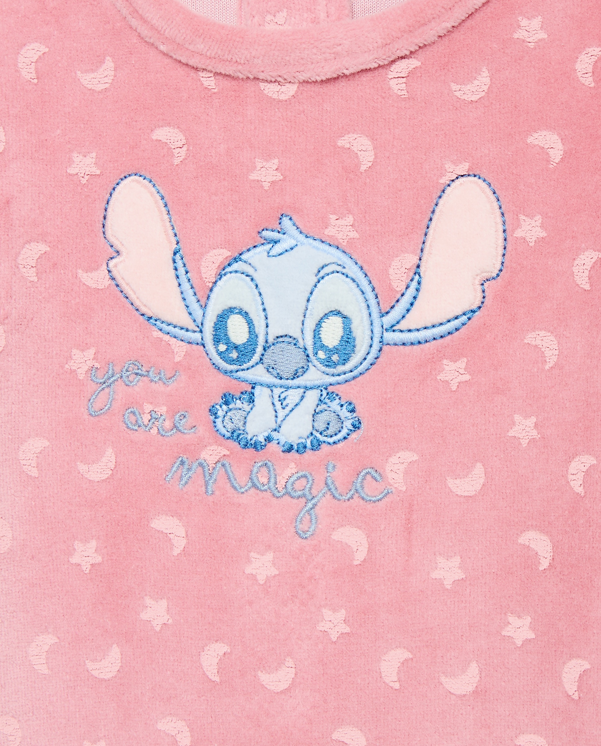 Babygrow de Velour de Bebé Stitch Magic Cotton Juice Rosa-3