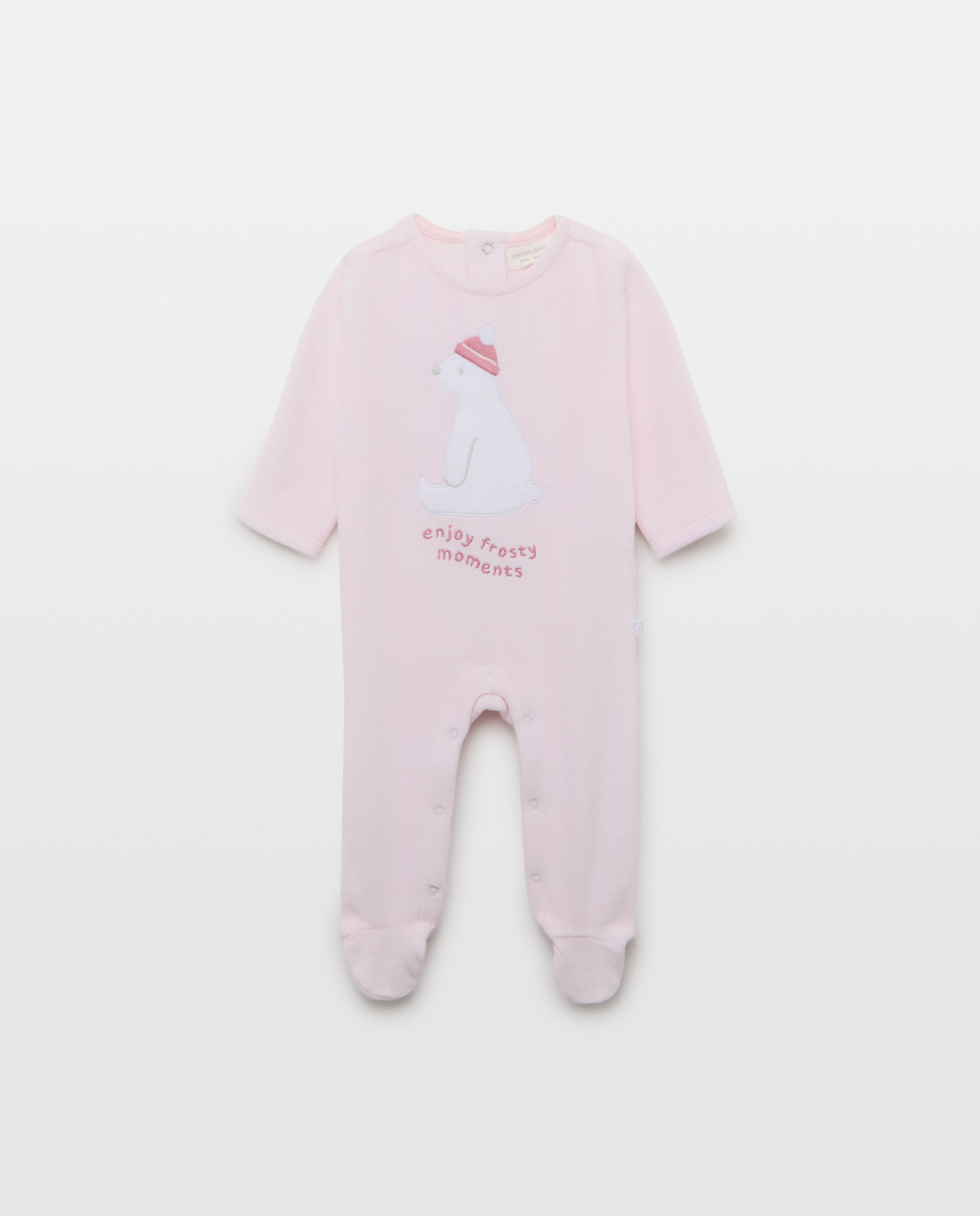 Pelele largo de velour fantasía Oso Polar de bebé - Cotton Juice - Rosa Rosa-1