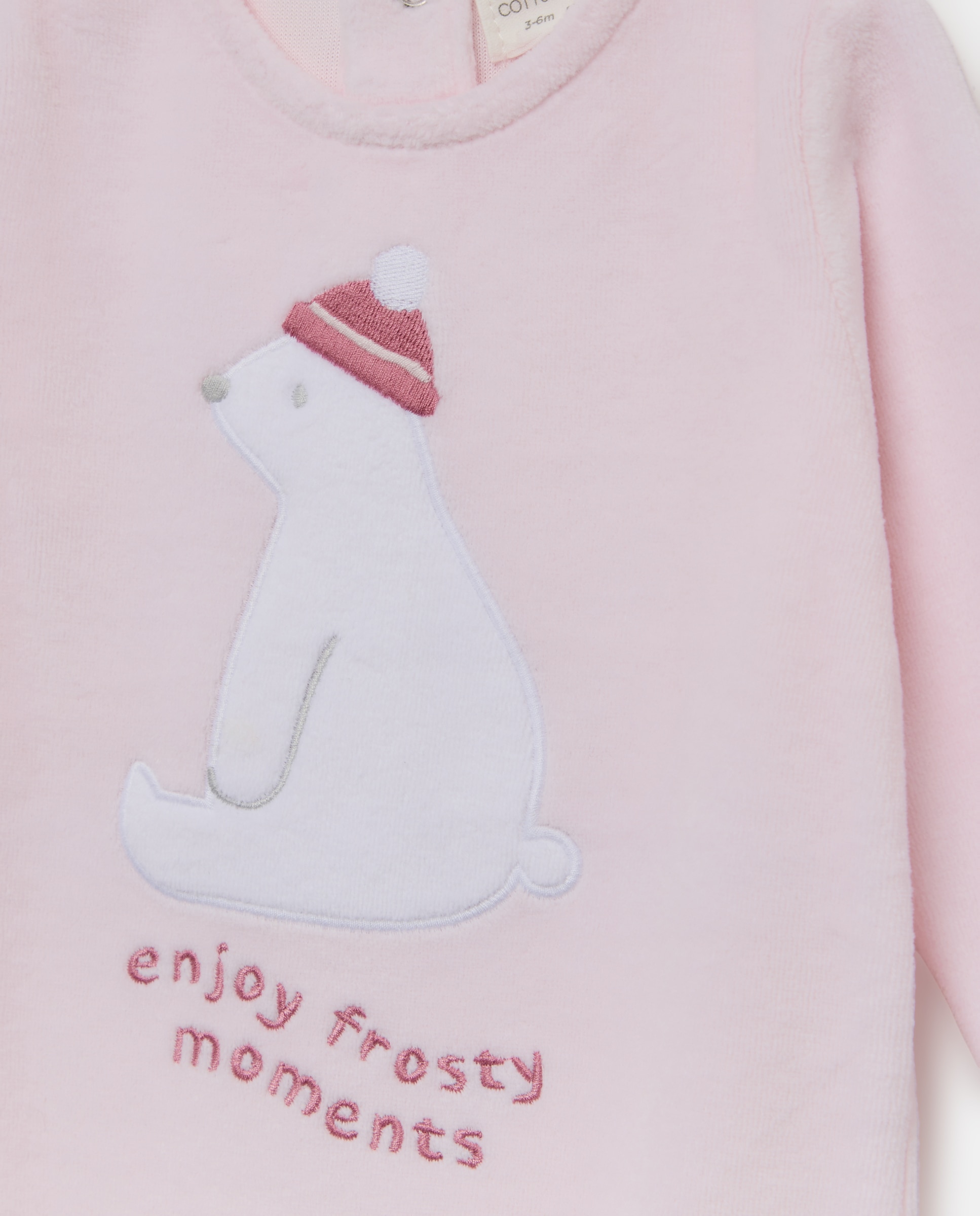 Pelele largo de velour fantasía Oso Polar de bebé - Cotton Juice - Rosa Rosa-3