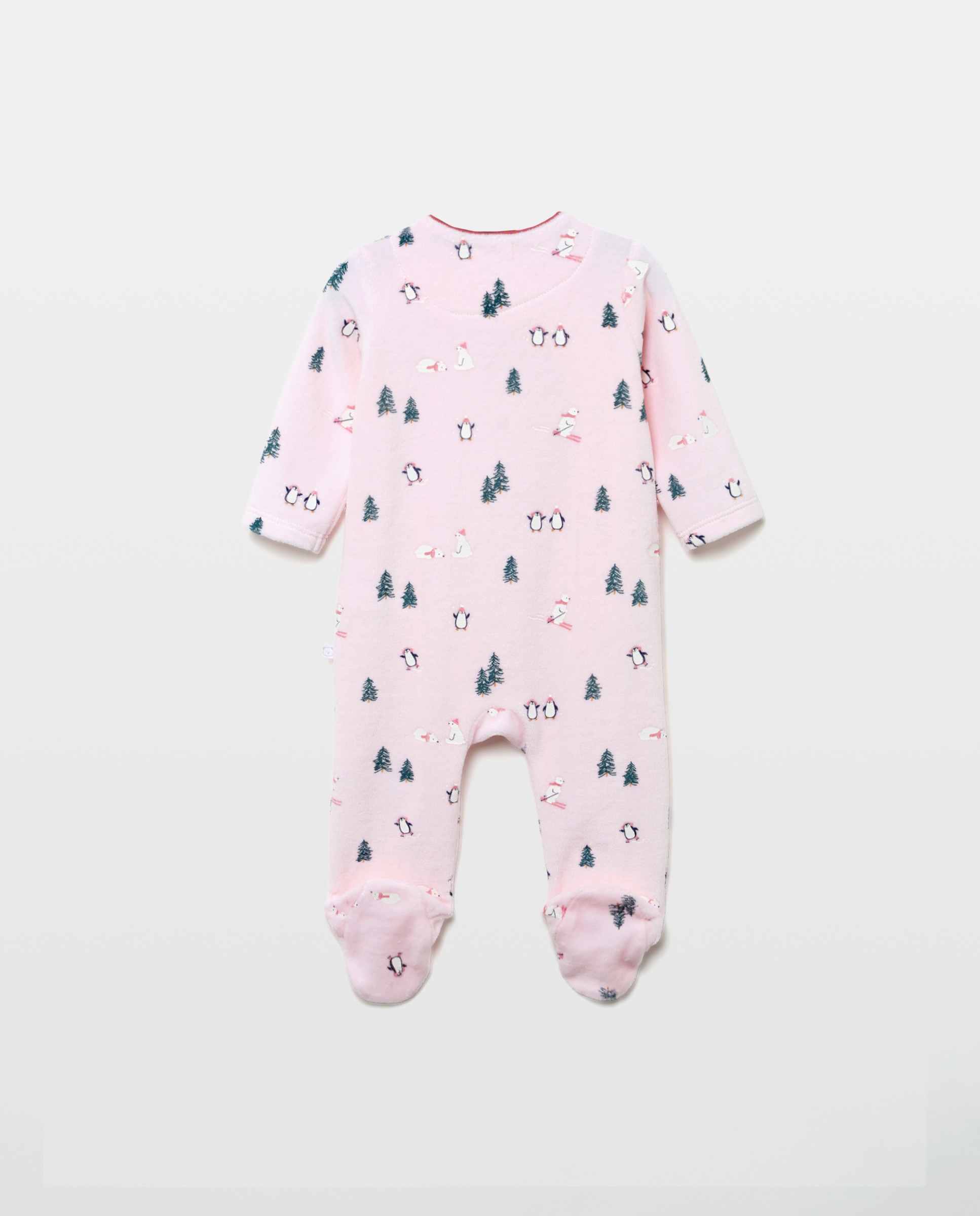 Pelele largo de velour estampado fantasía de bebé - Cotton Juice - Rosa Rosa-2
