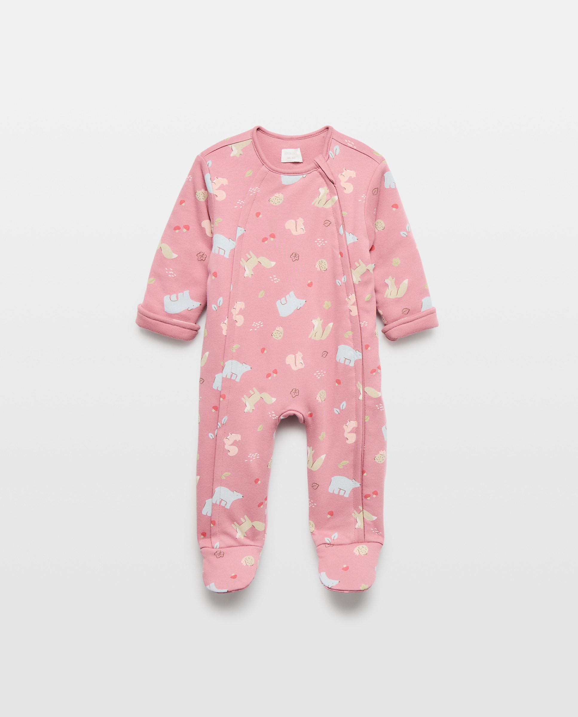 Pelele básico largo acolchado fantasía de bebé - Cotton Juice - Rosa Rosa-1