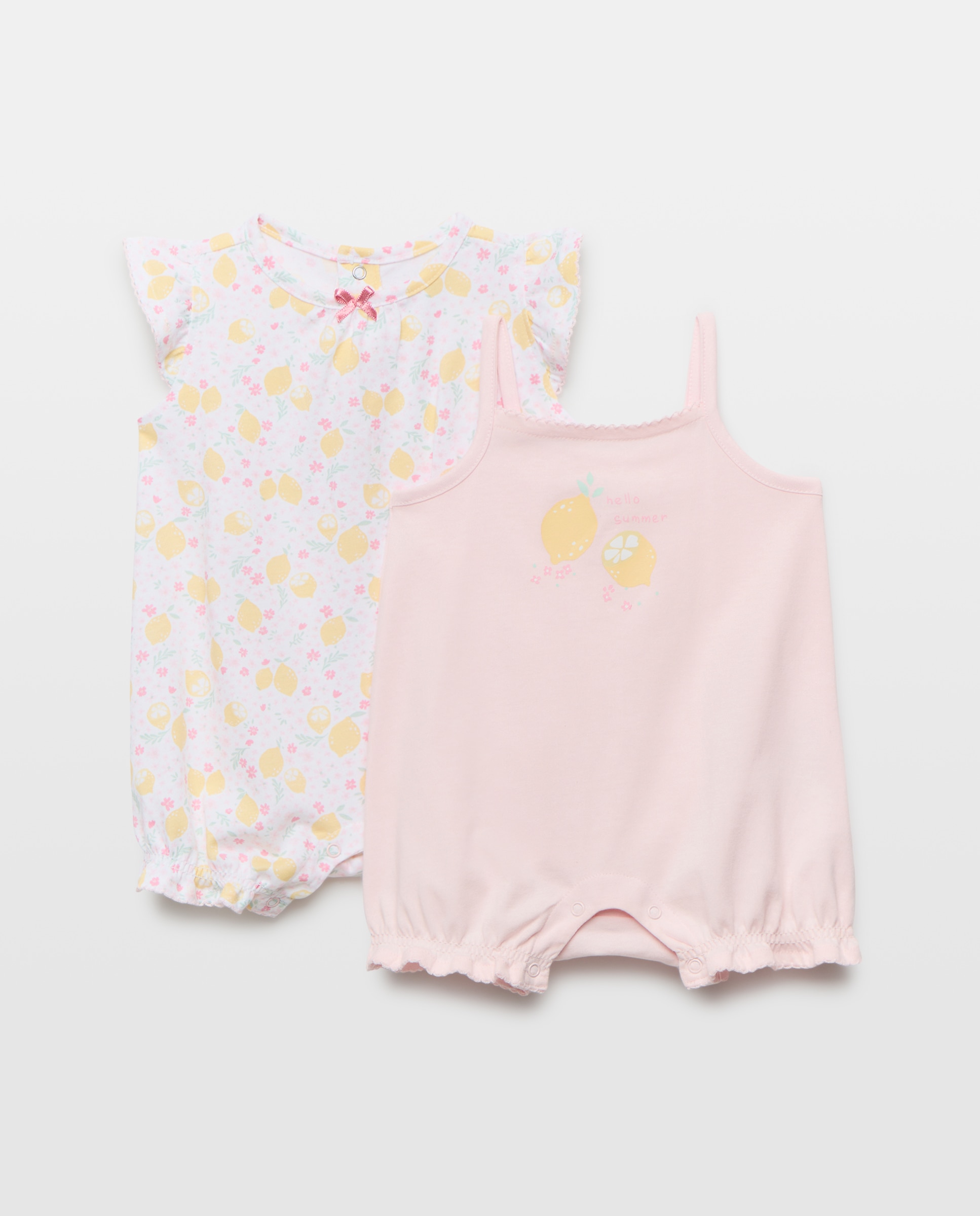 Pack de 2 peleles de tirantes con estampado fantasía de bebé - Cotton Juice - Rosa Rosa-1