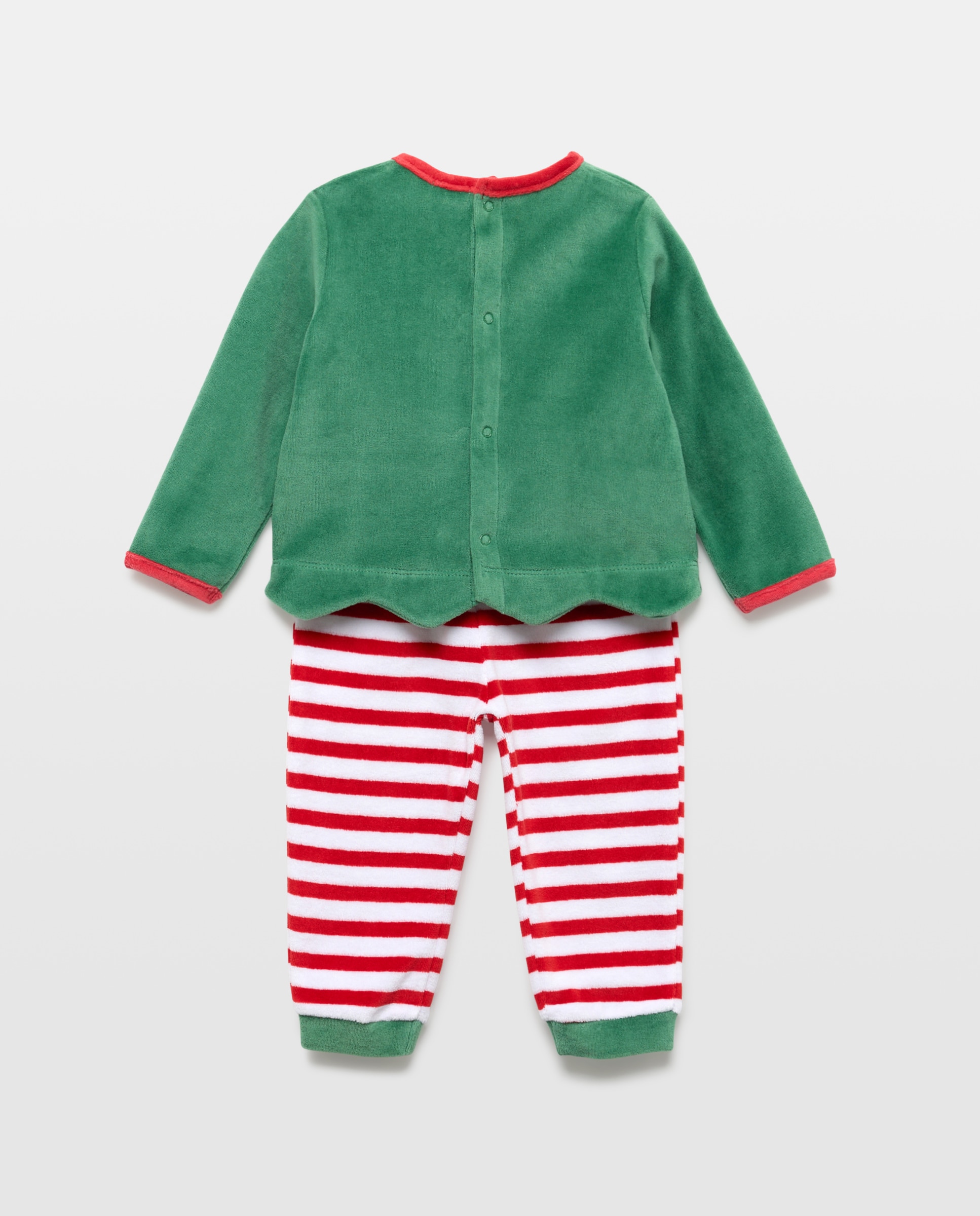 Pijama Completo de Bebé em Velour com Estampado de Fantasia Verde-2