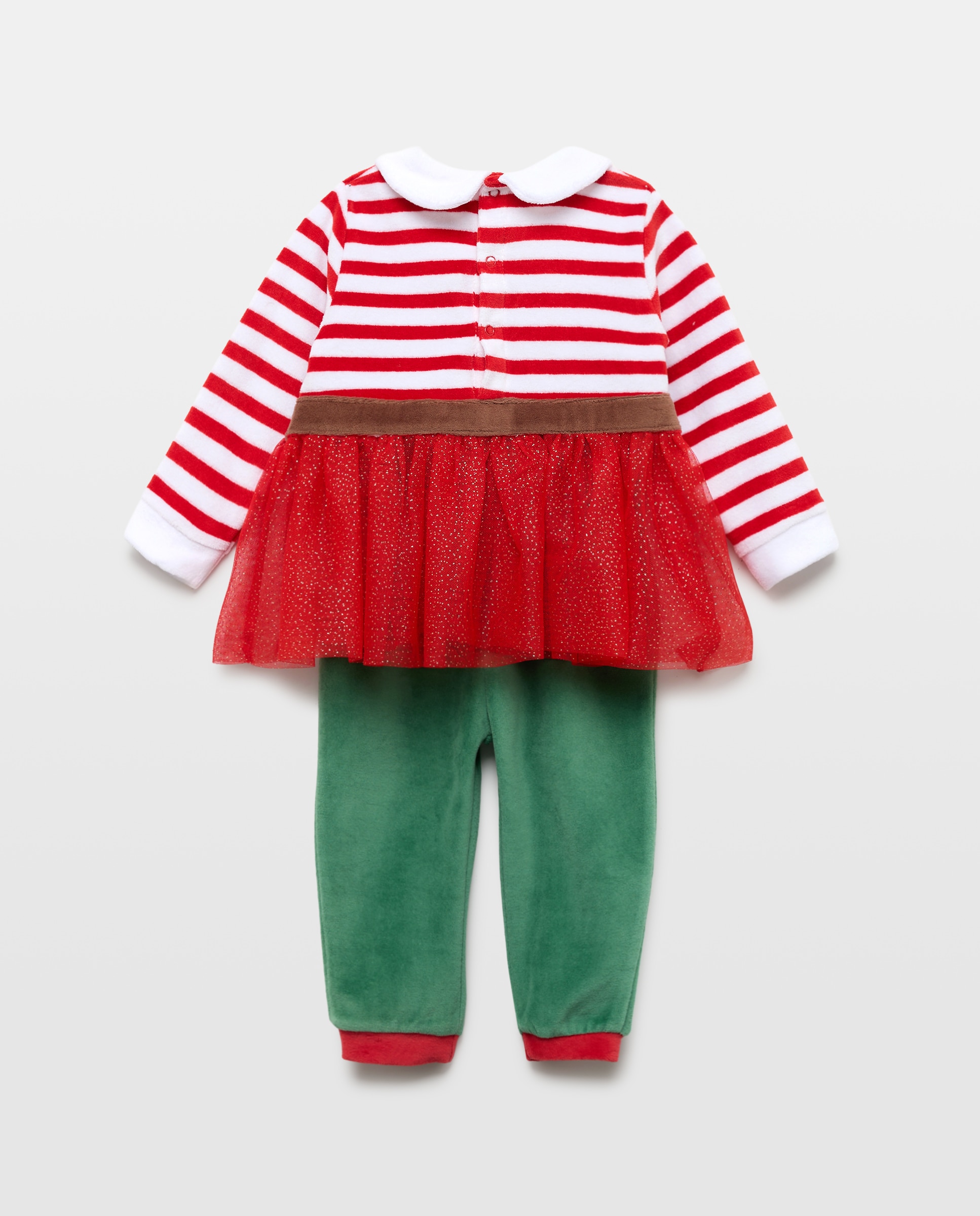 Pijama Completo de Bebé em Velour com Estampado de Fantasia Vermelho-2