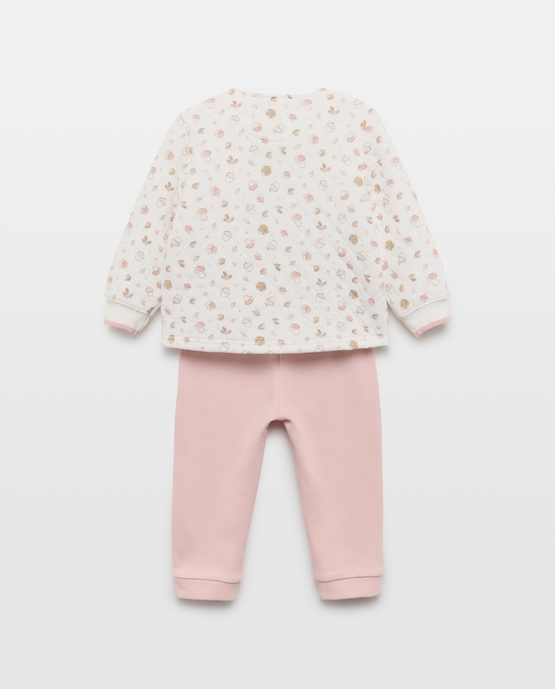 Pijama de Bebé com Estampado de Fantasia e Calças Lisas Cotton Juice Rosa-2